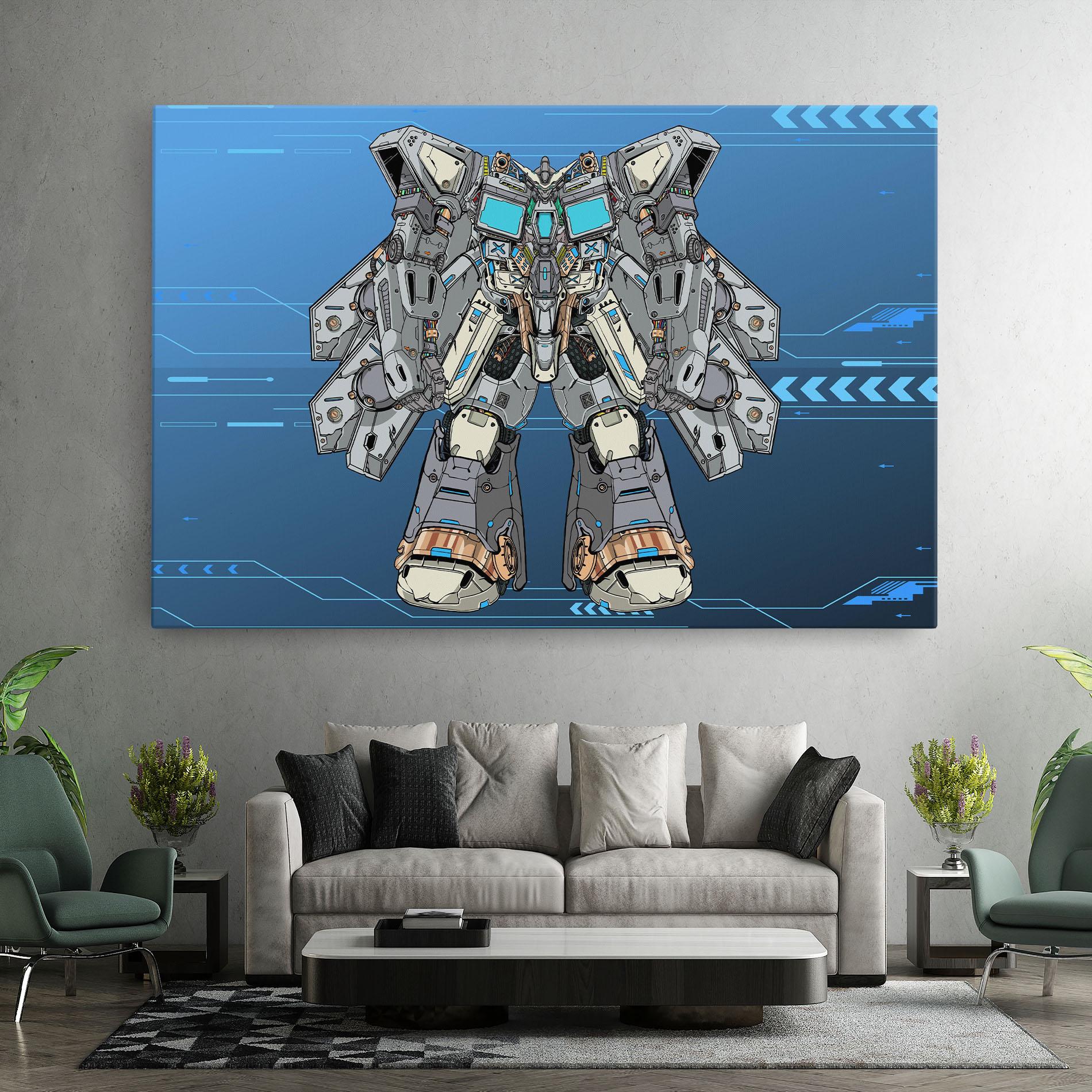 Leinwandbild Blue Grey Robot mockup 7