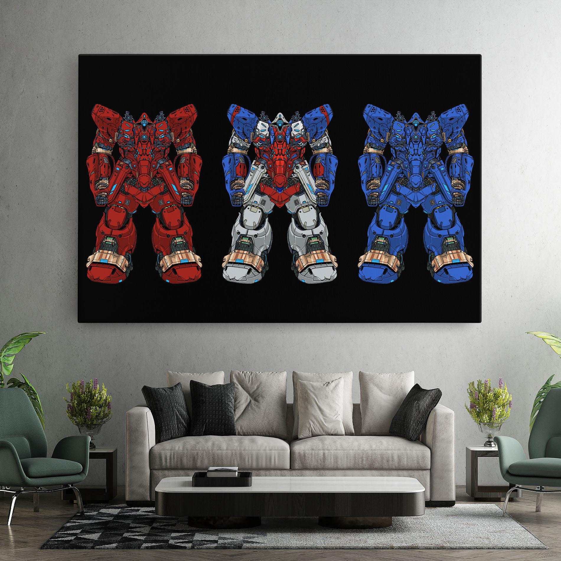 Leinwandbild Blue Red Robots mockup 7