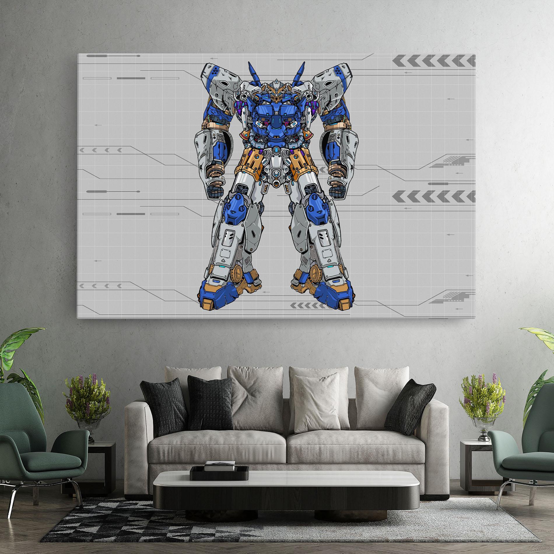Leinwandbild Blue Yellow Robot mockup 7