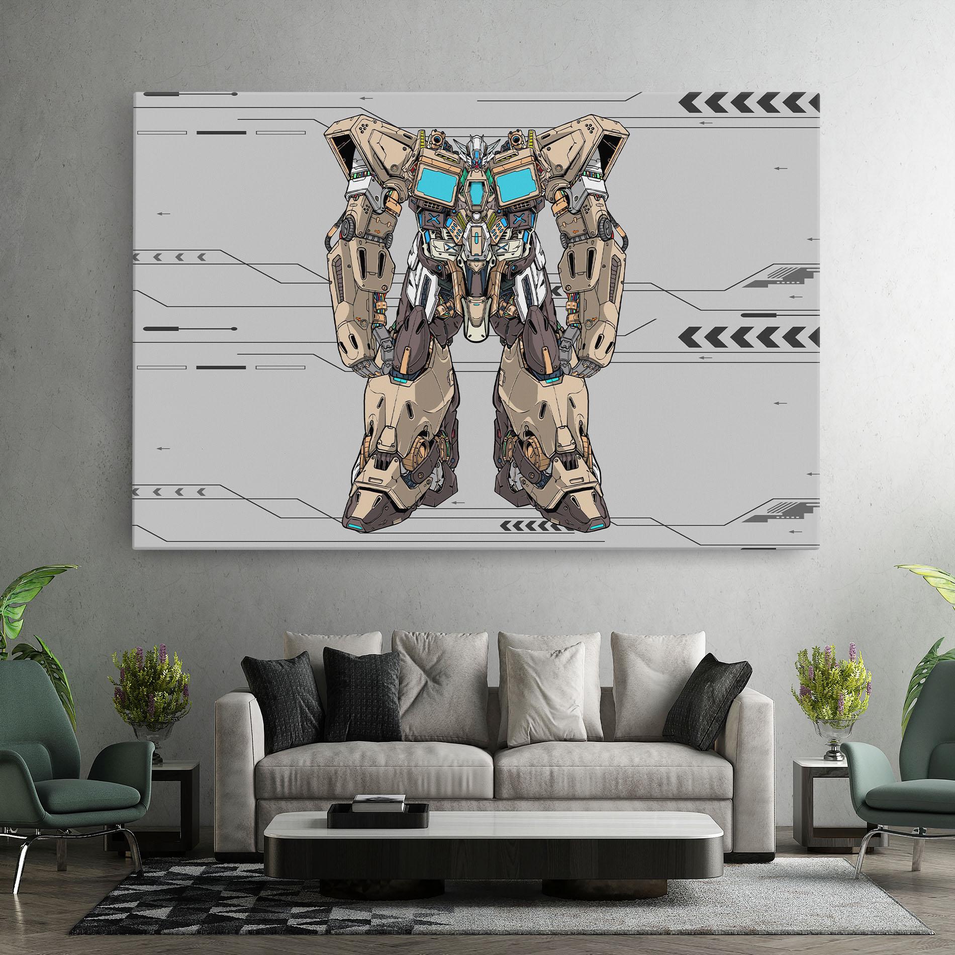 Leinwandbild Cream Blue Robot mockup 7