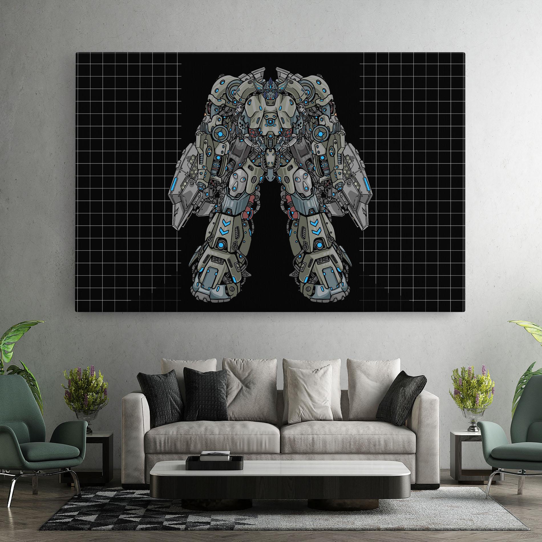 Leinwandbild Grey Blue Robot mockup 7