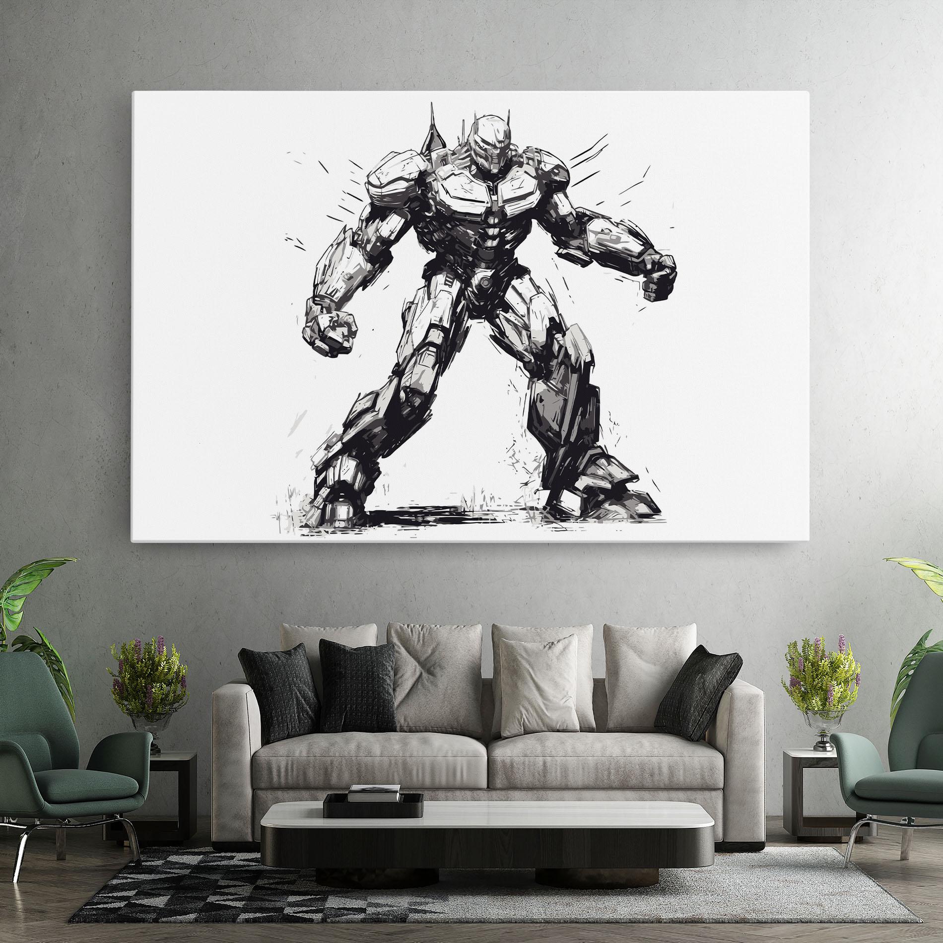 Leinwandbild Grey White Robot mockup 7