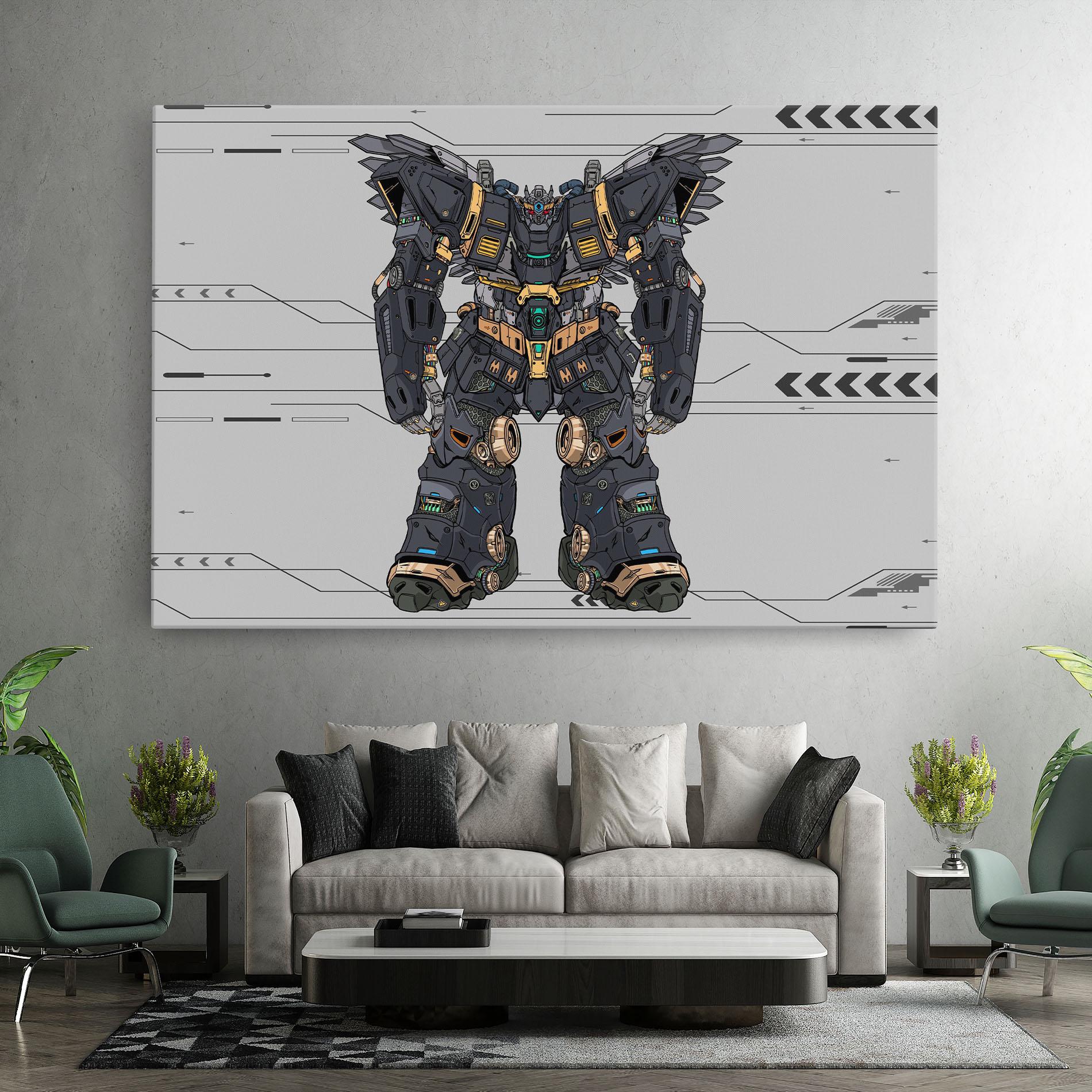 Leinwandbild Grey Yelloy Robot mockup 7