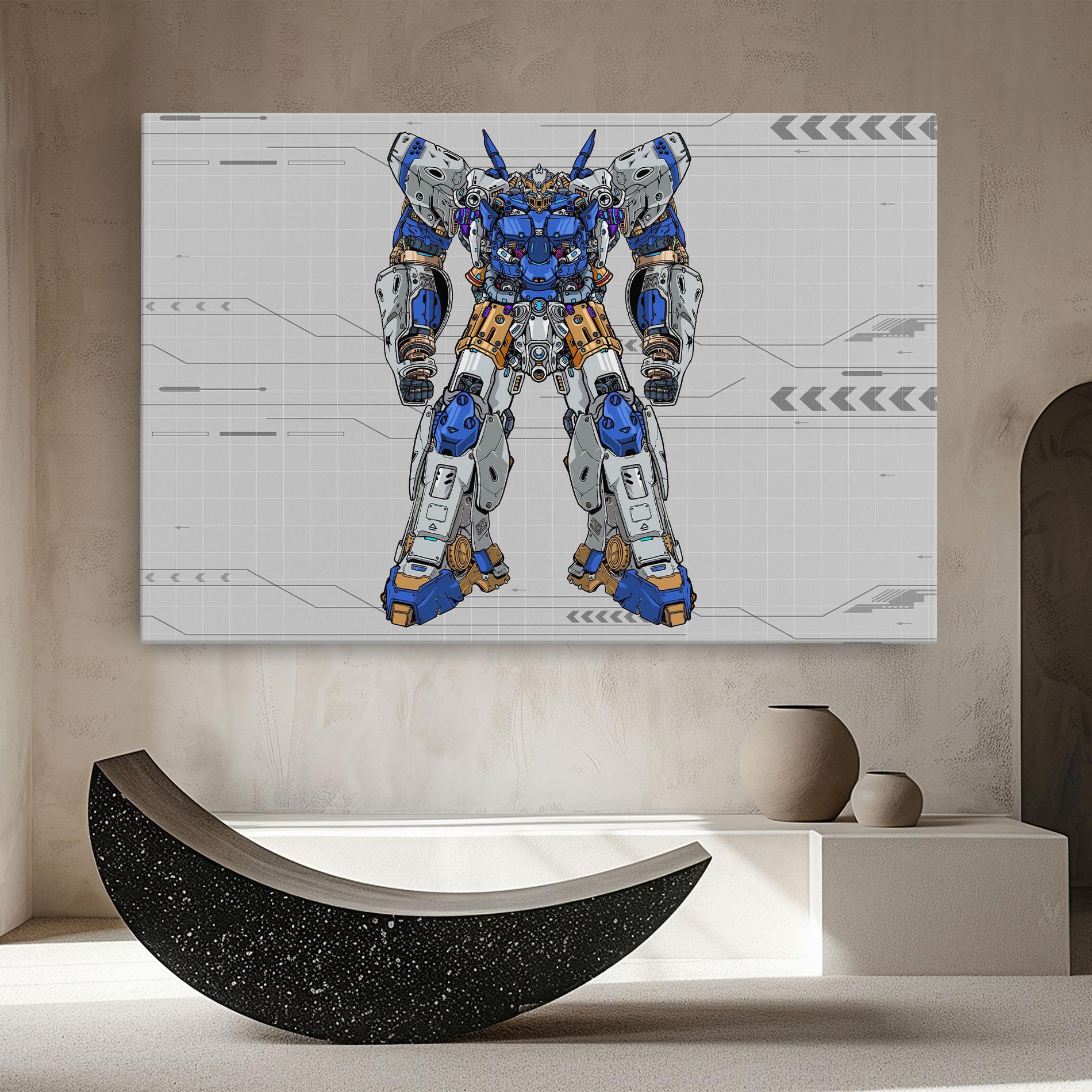 Leinwandbild Blue Yellow Robot mockup 8