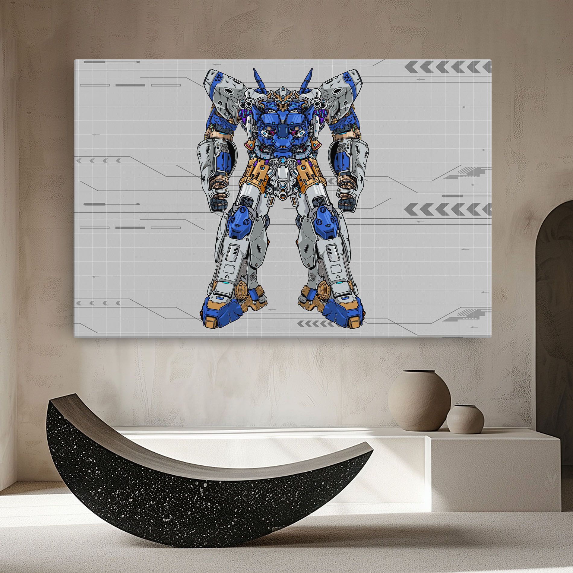 Blue Yellow Robot mockup 8