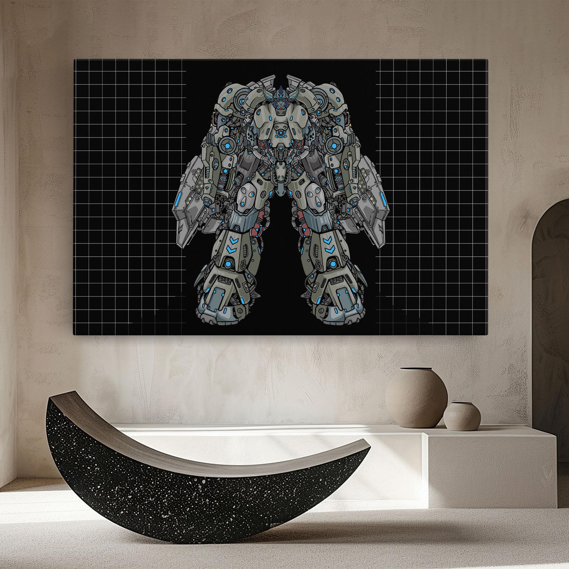 Leinwandbild Grey Blue Robot mockup 8