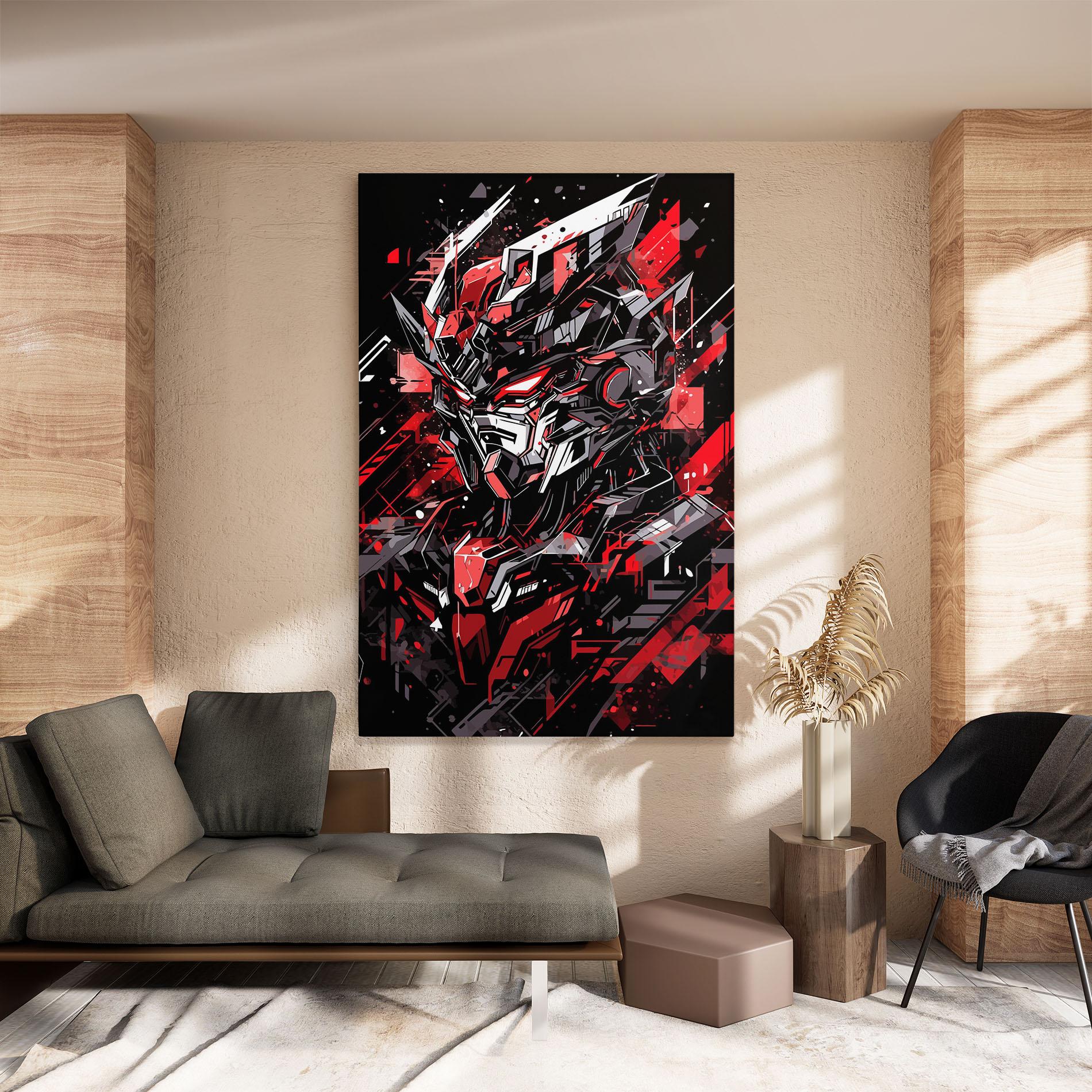 Leinwandbild Red Grey Robot mockup 8