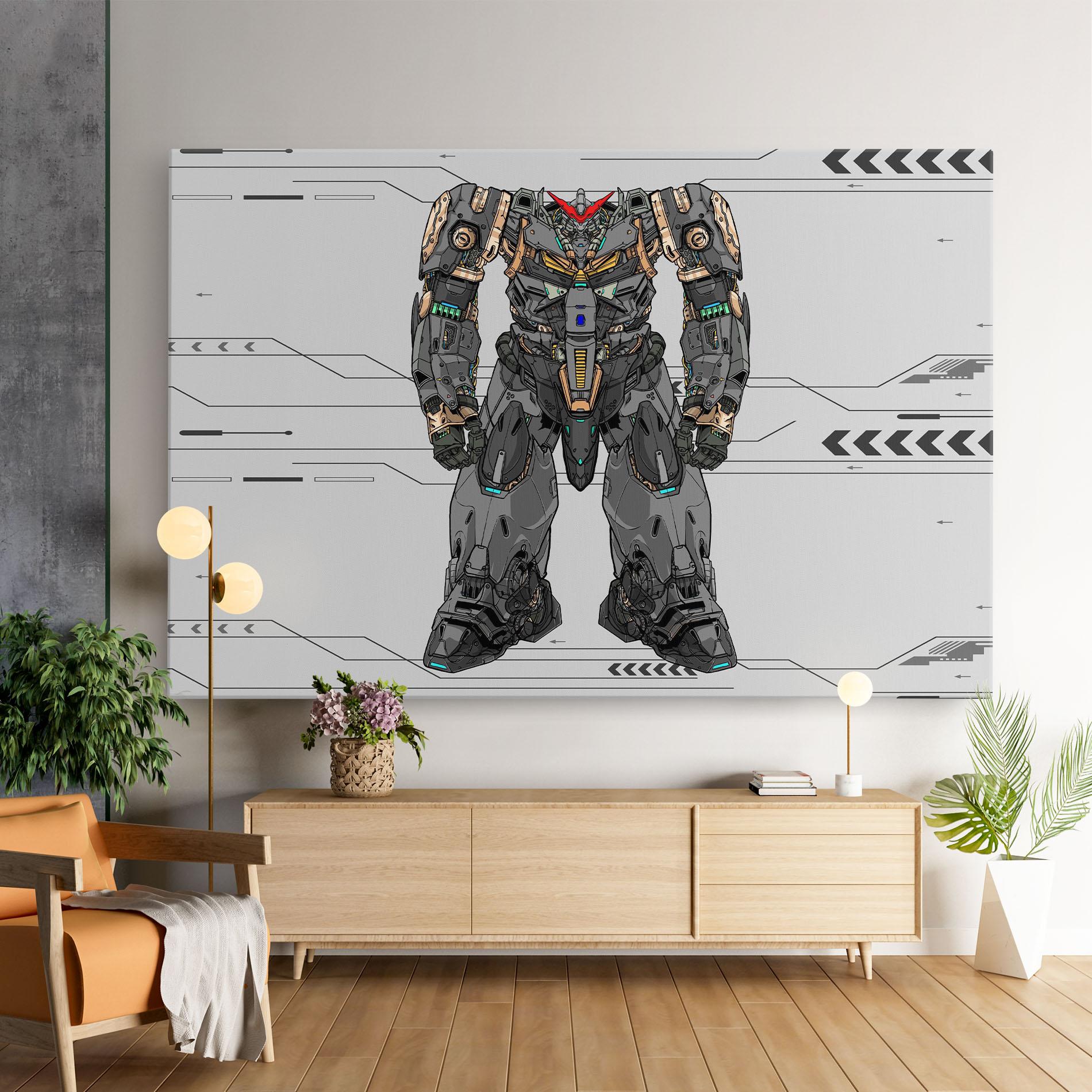 Leinwandbild Big Grey Robot mockup 9