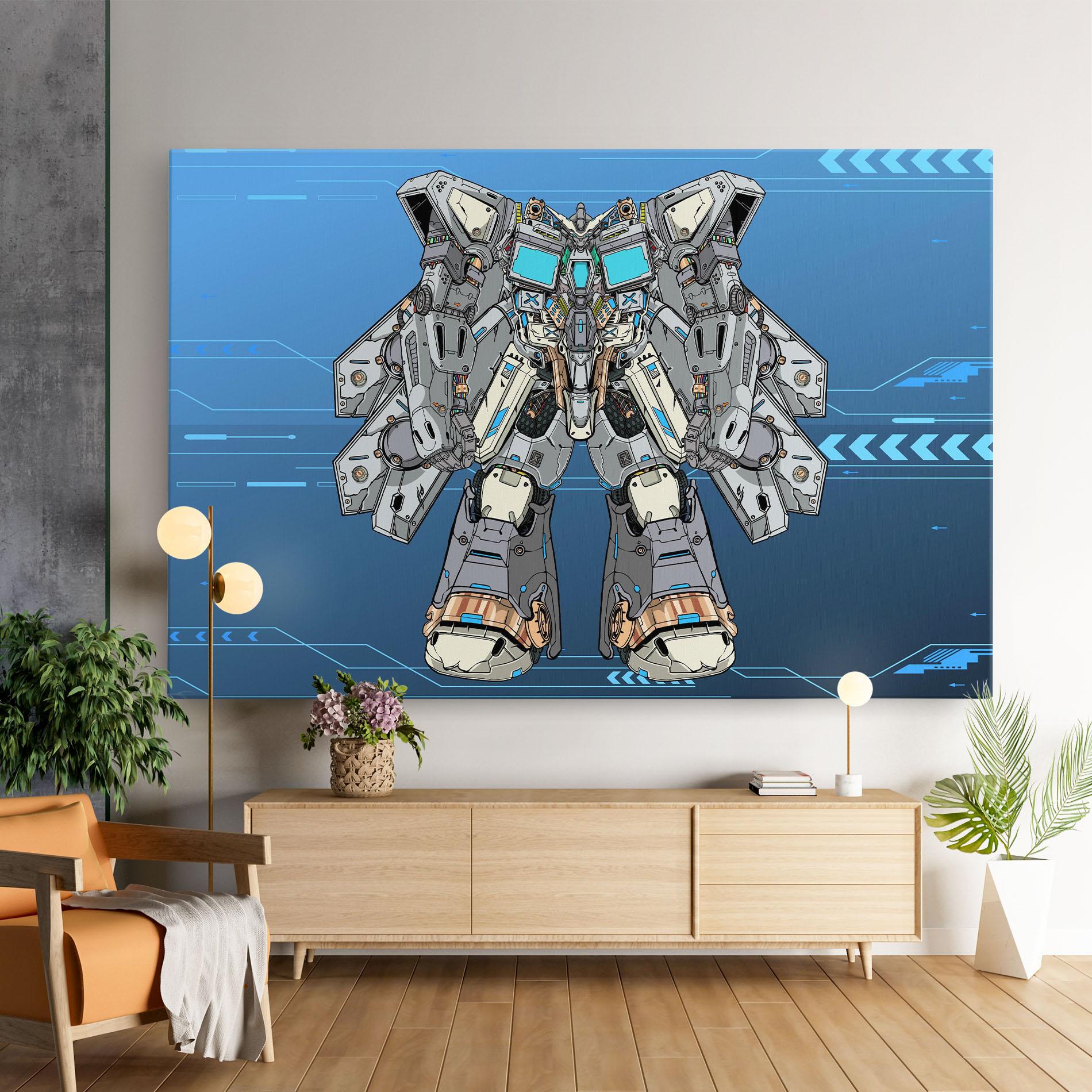 Leinwandbild Blue Grey Robot mockup 9