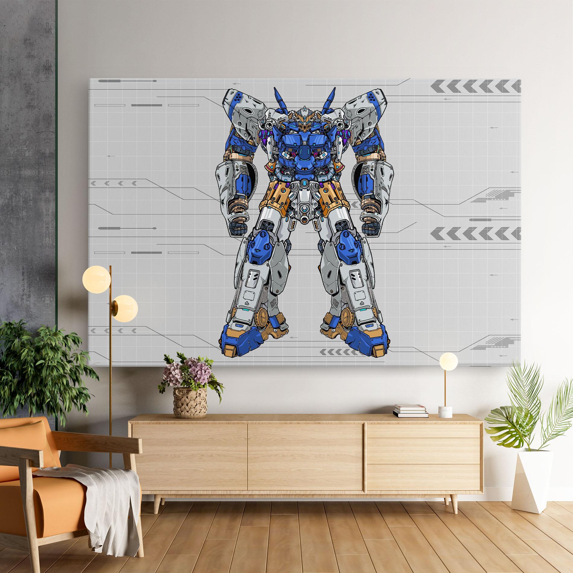 Leinwandbild Blue Yellow Robot mockup 9