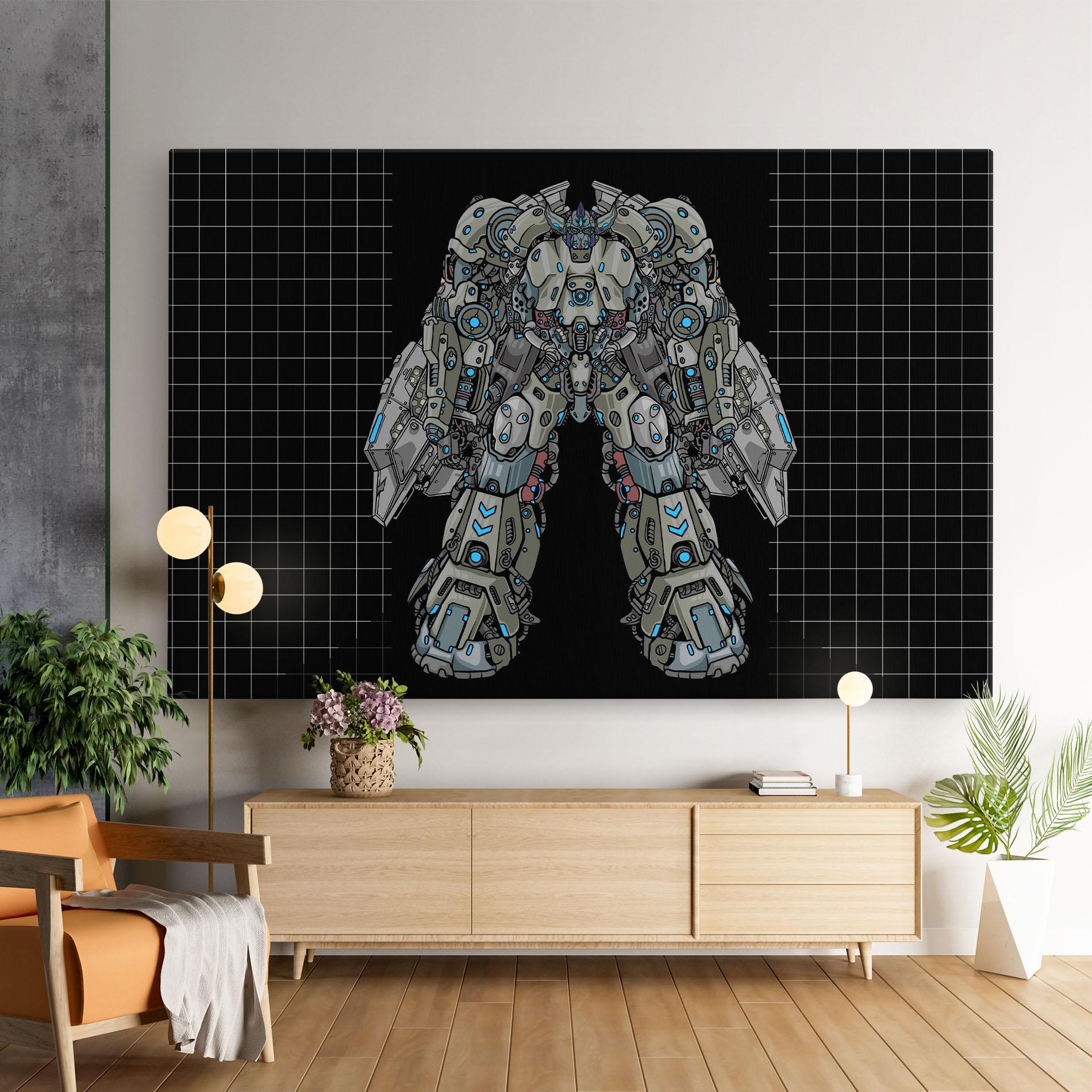 Leinwandbild Grey Blue Robot mockup 9