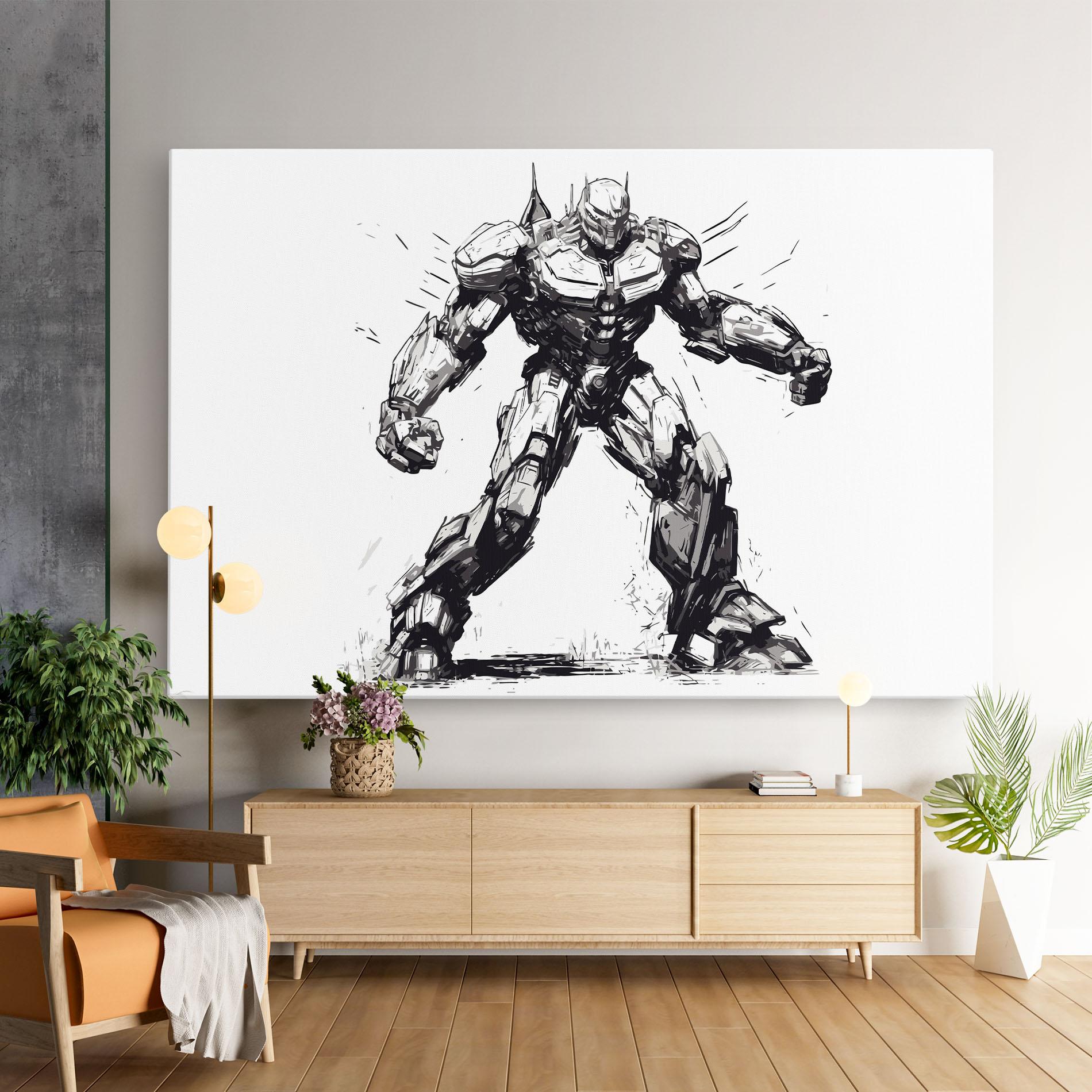 Leinwandbild Grey White Robot mockup 9