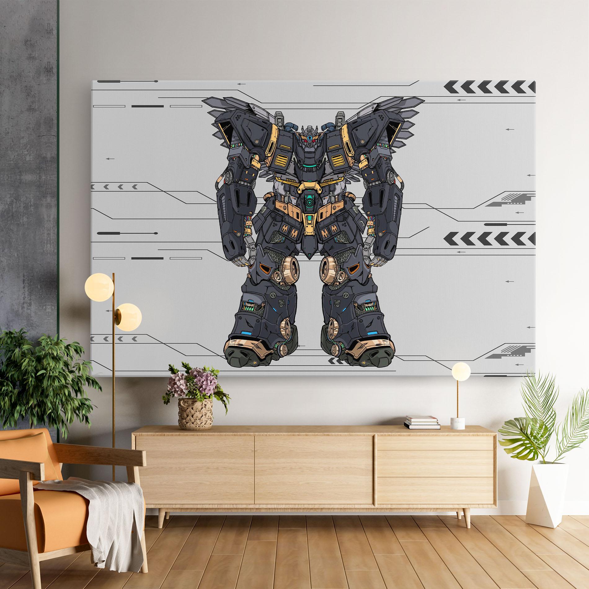 Leinwandbild Grey Yelloy Robot mockup 9
