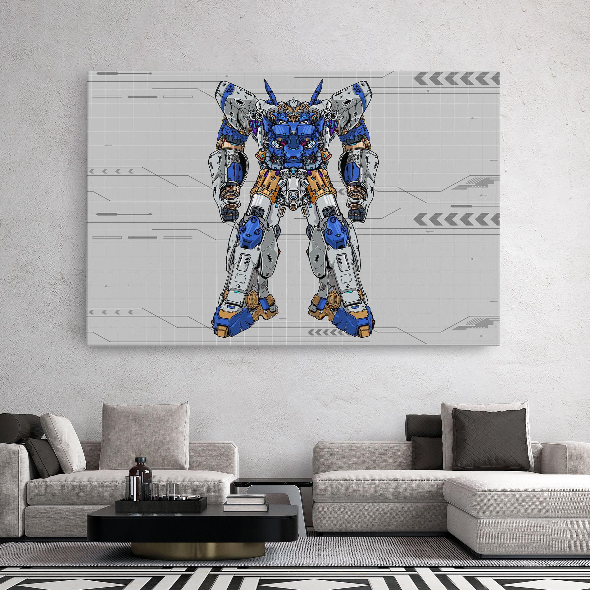 Leinwandbild Blue Yellow Robot mockup 2