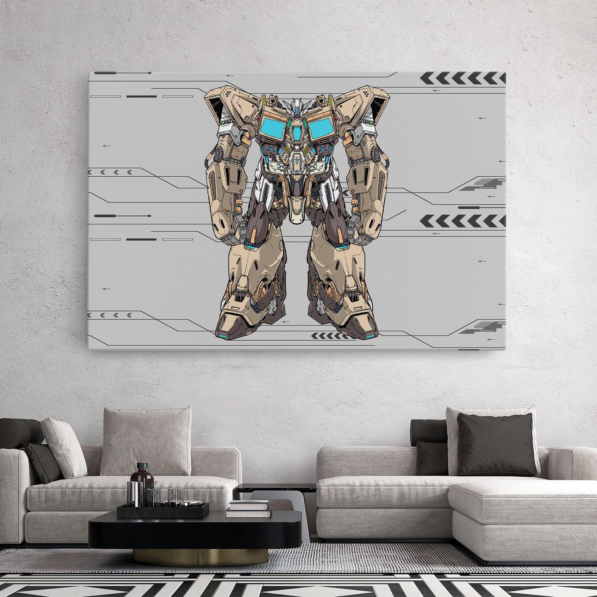 Leinwandbild Cream Blue Robot mockup 2