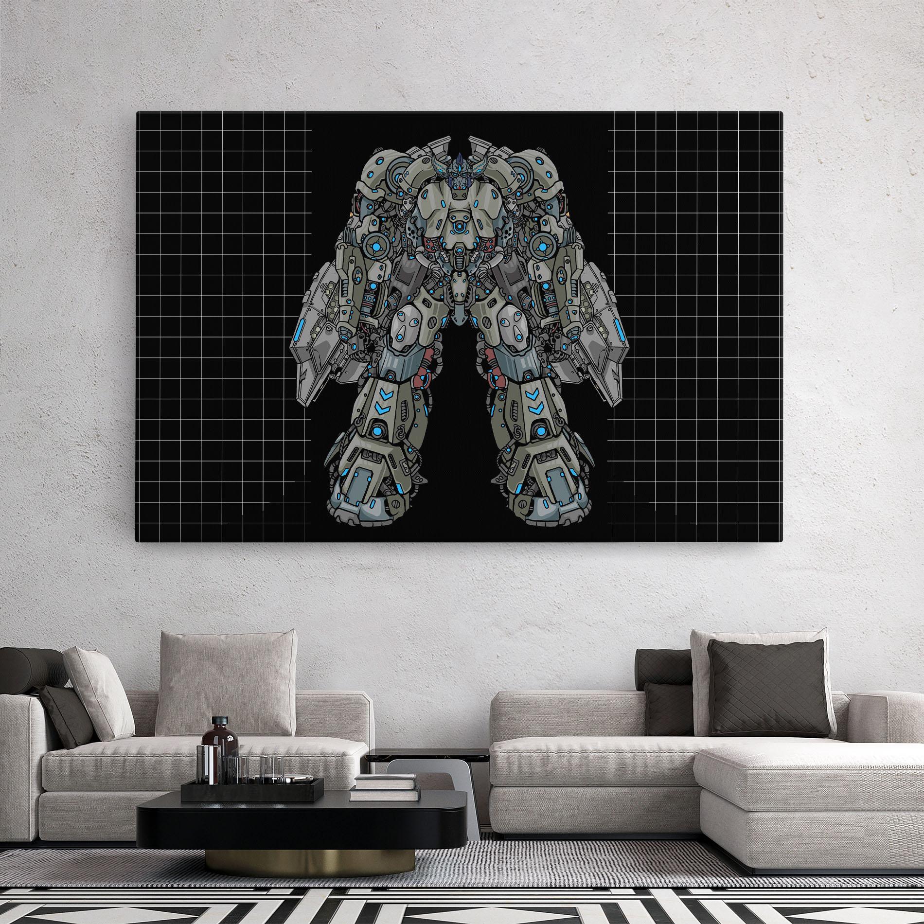 Leinwandbild Grey Blue Robot mockup 2