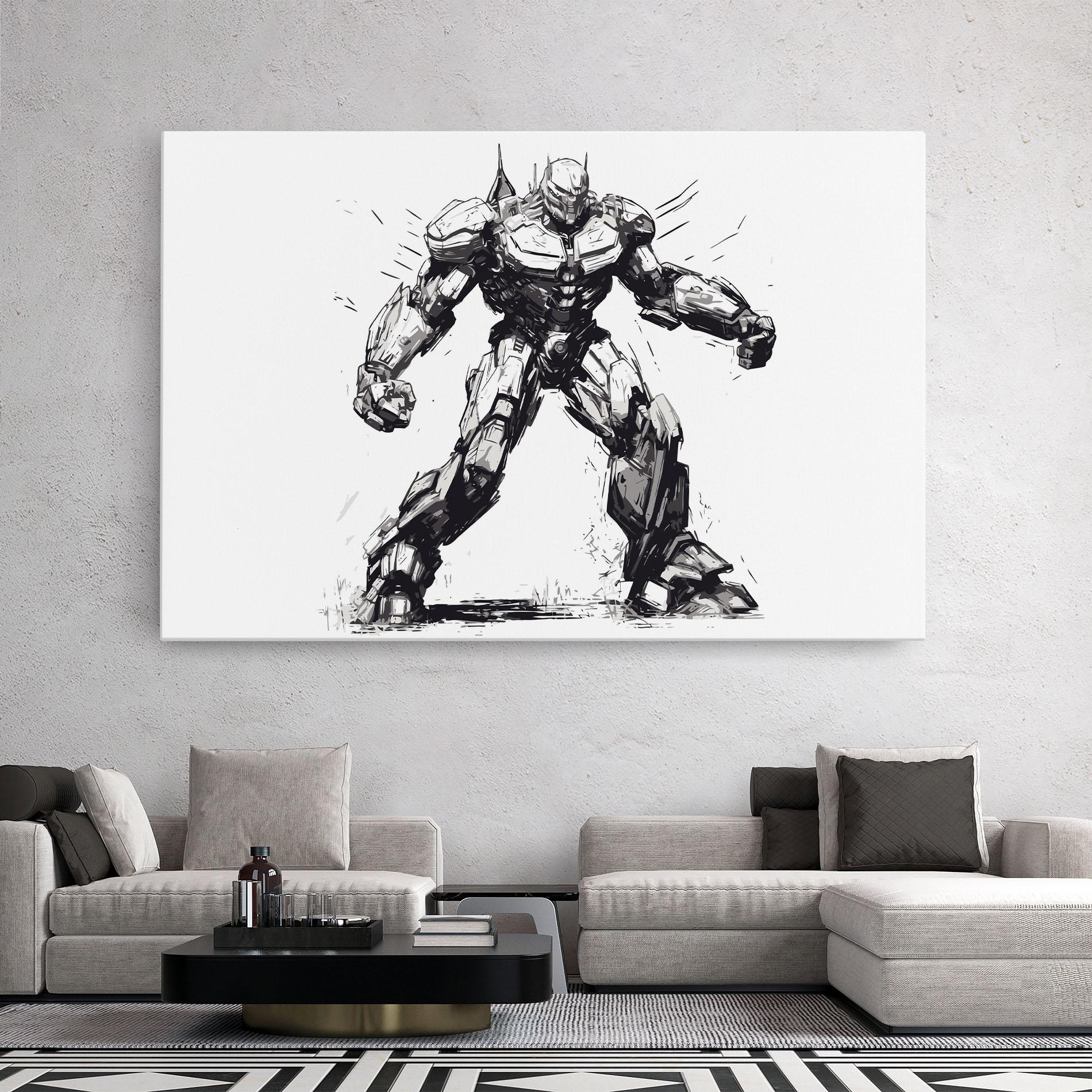 Leinwandbild Grey White Robot mockup 2