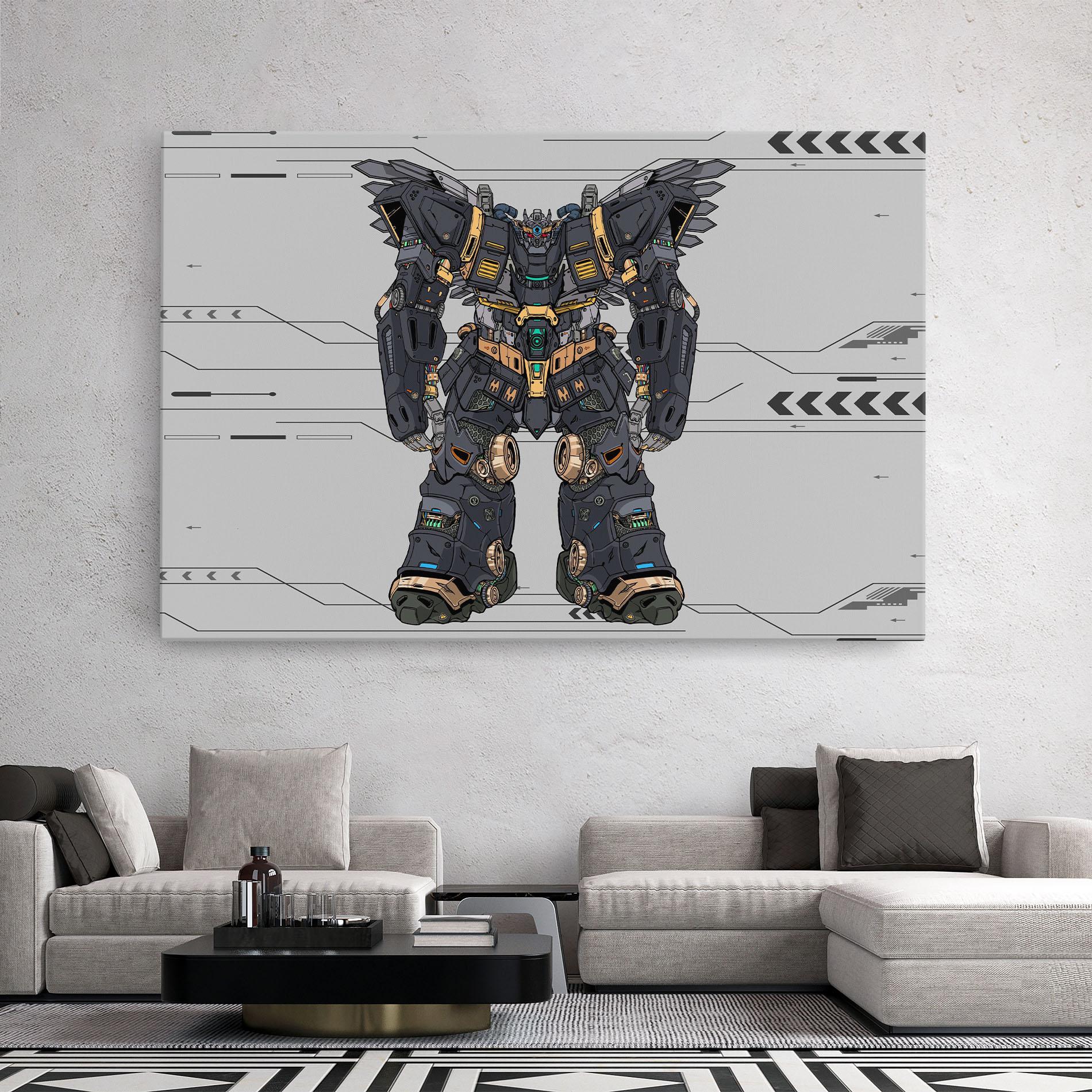 Leinwandbild Grey Yelloy Robot mockup 2