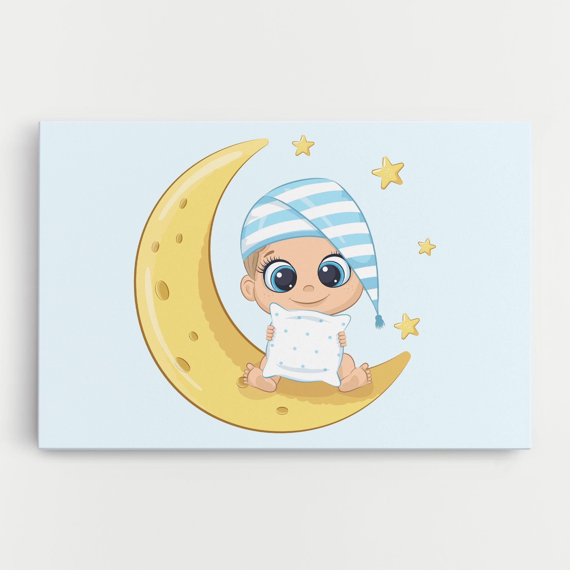 Leinwandbild Baby On Moon mockup 0
