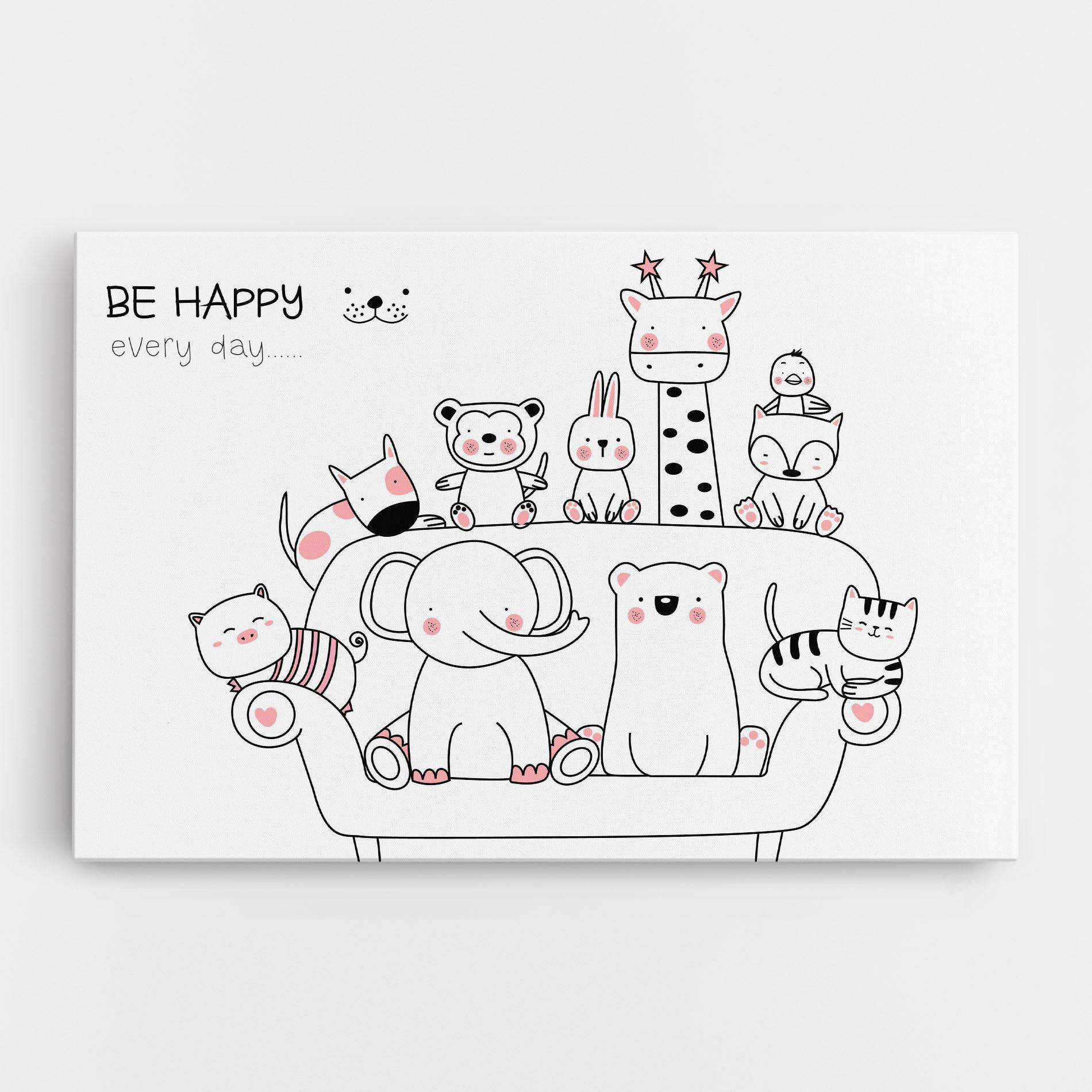 Leinwandbild Be Happy Animals mockup 0