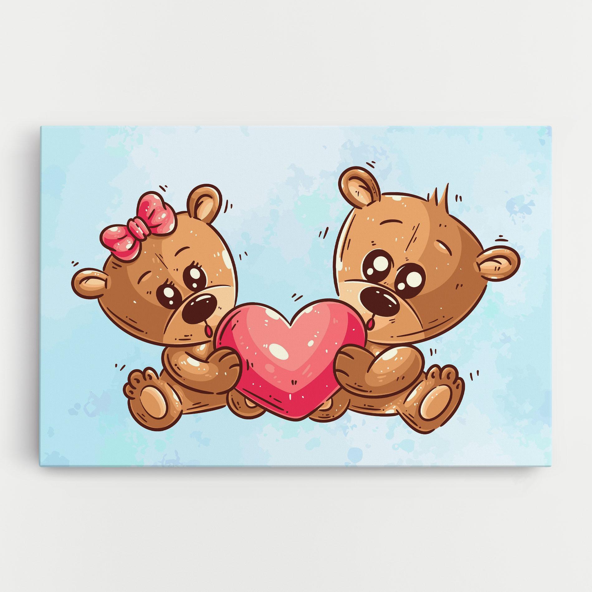 Leinwandbild Bear Holding Heart mockup 0