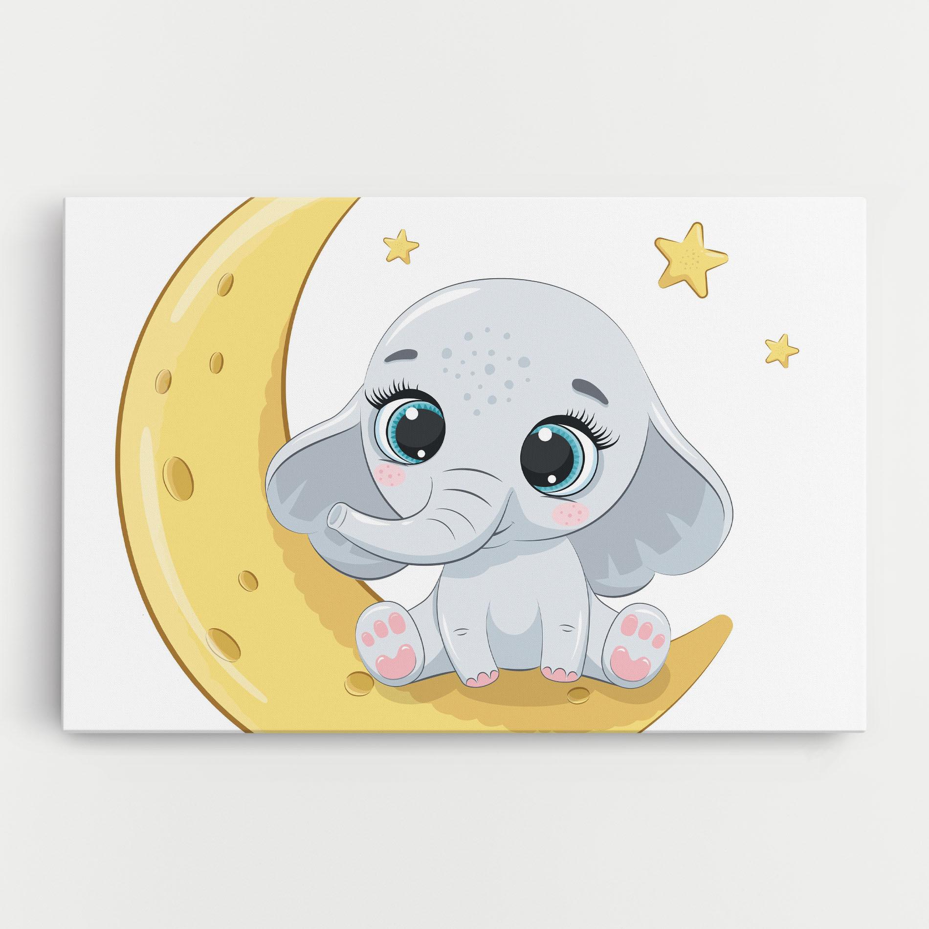 Leinwandbild Cute Elephant Moon mockup 0
