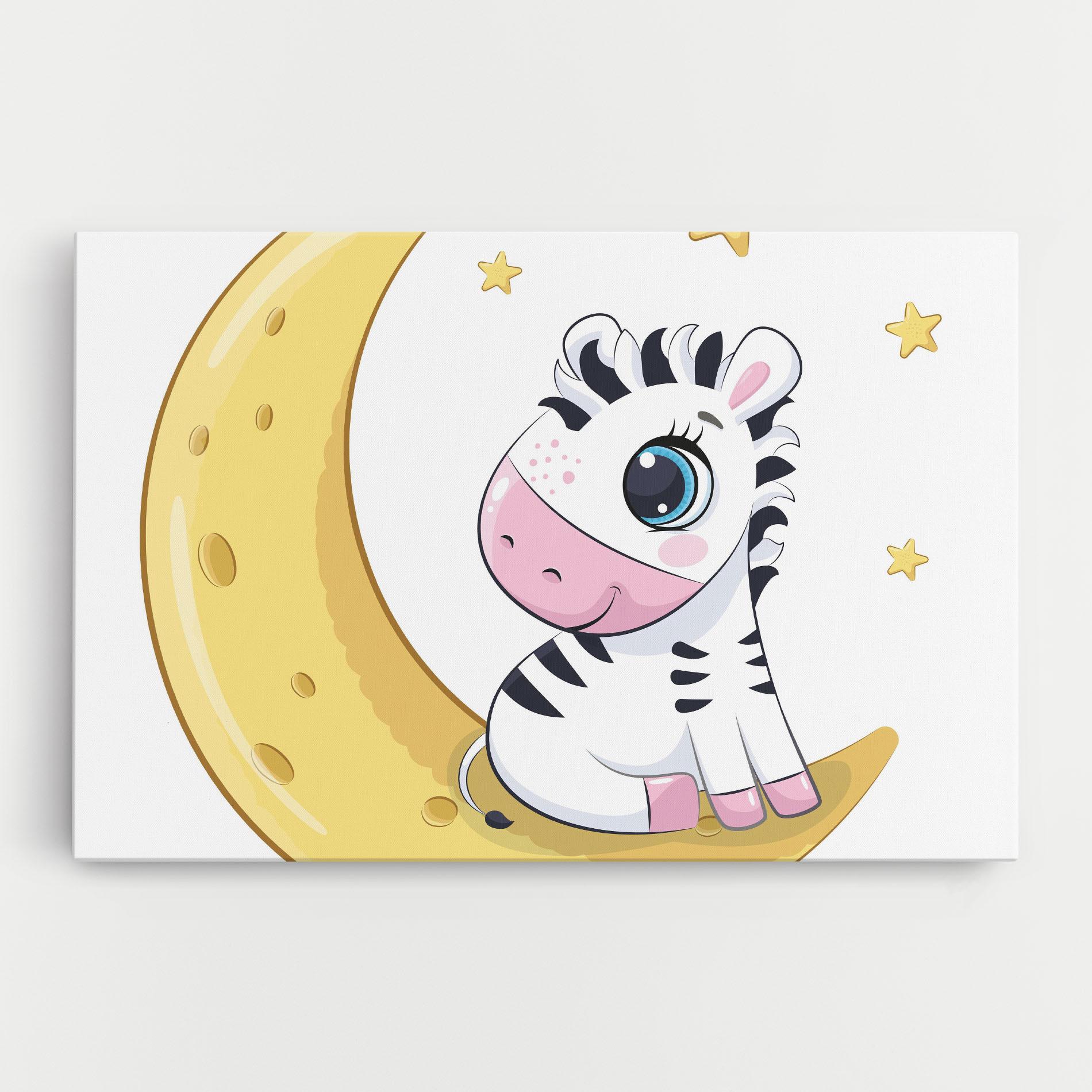 Leinwandbild Cute Zebra Moon mockup 0