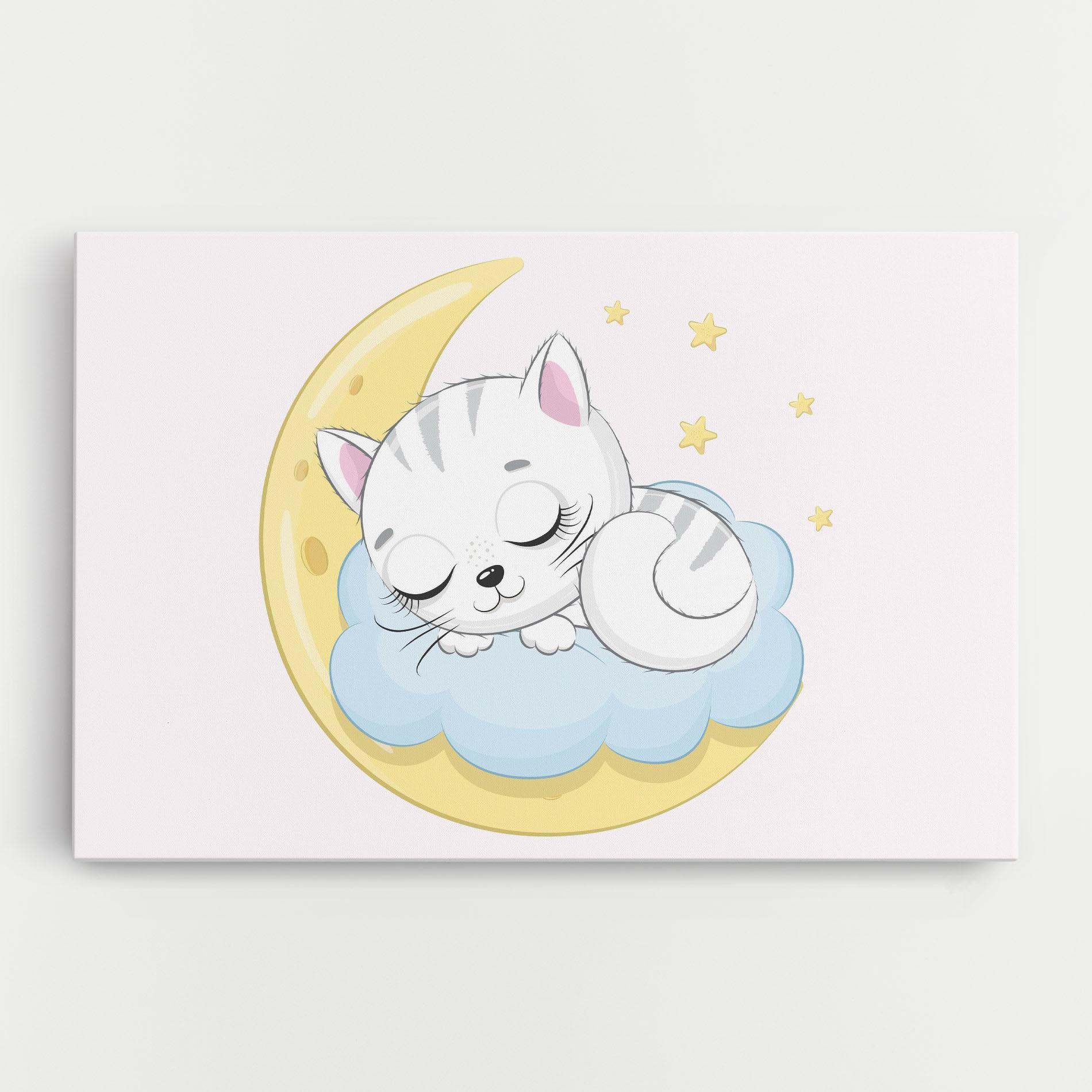 Leinwandbild Moon Cat Sleeping mockup 0