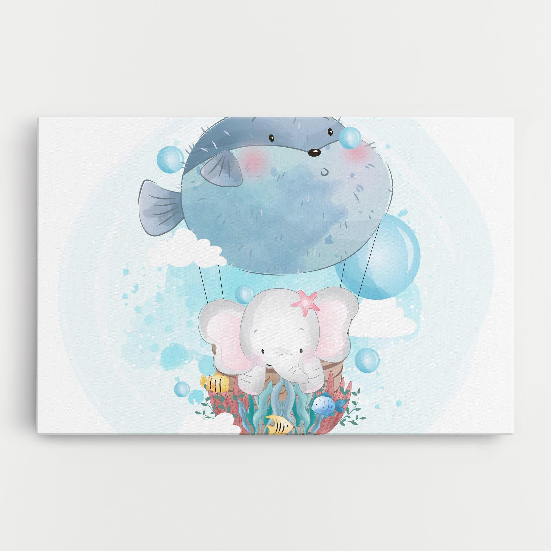 Leinwandbild Swiming Elephant mockup 0