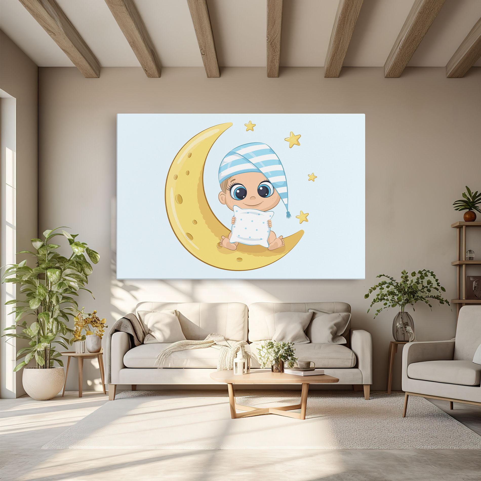 Leinwandbild Baby On Moon mockup 6