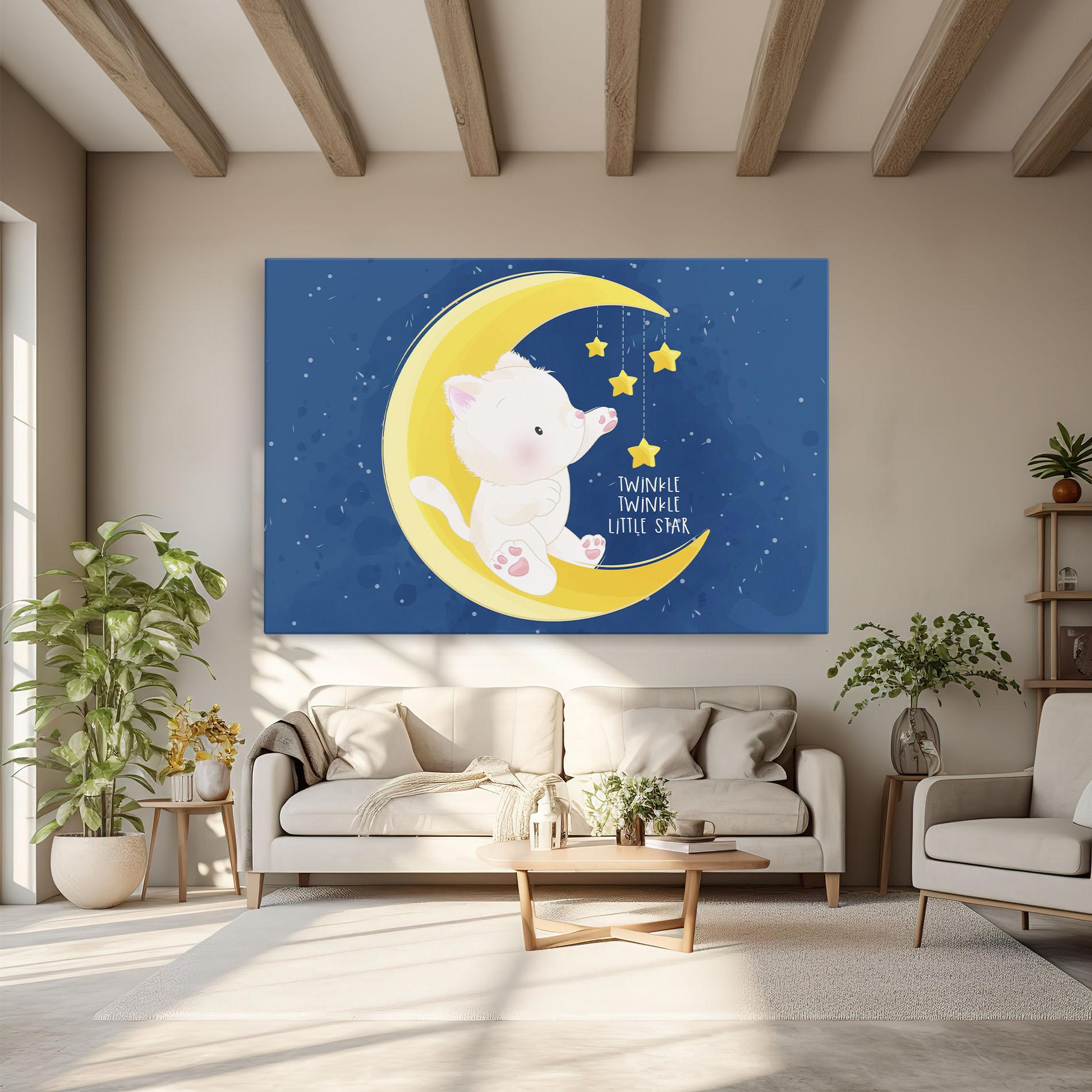 Leinwandbild Cat Moon Star mockup 6