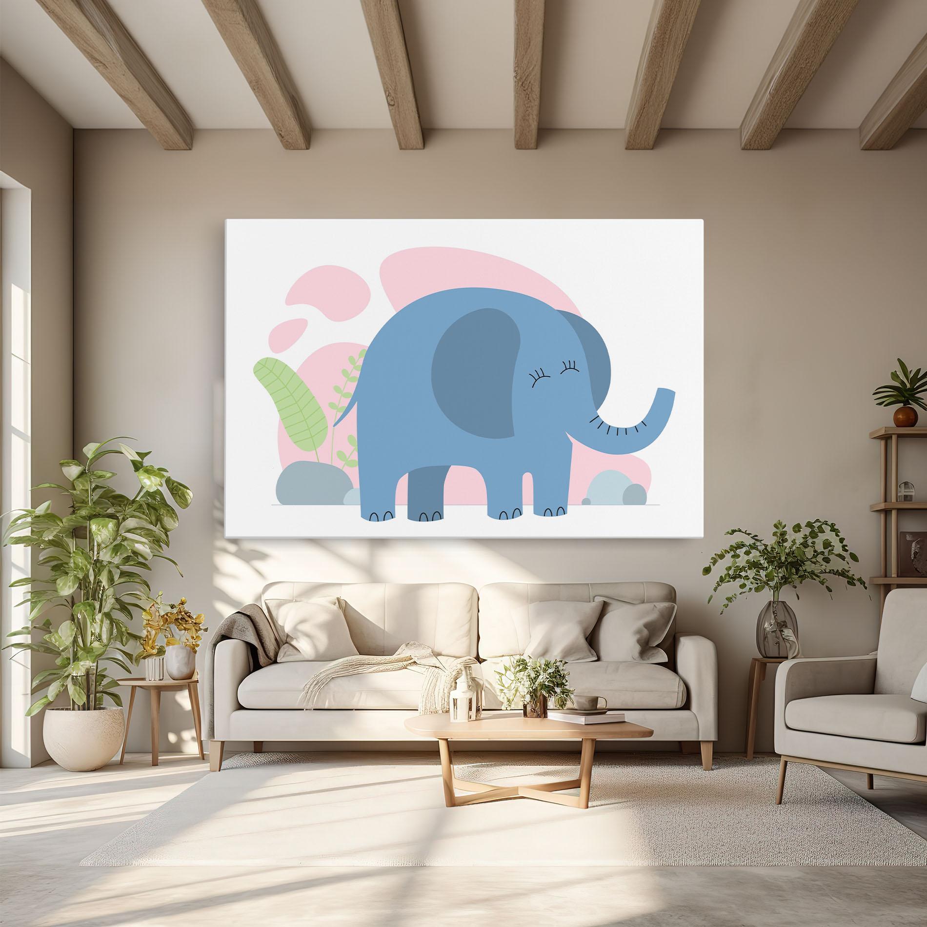 Leinwandbild Leaf Cute Elephant mockup 6