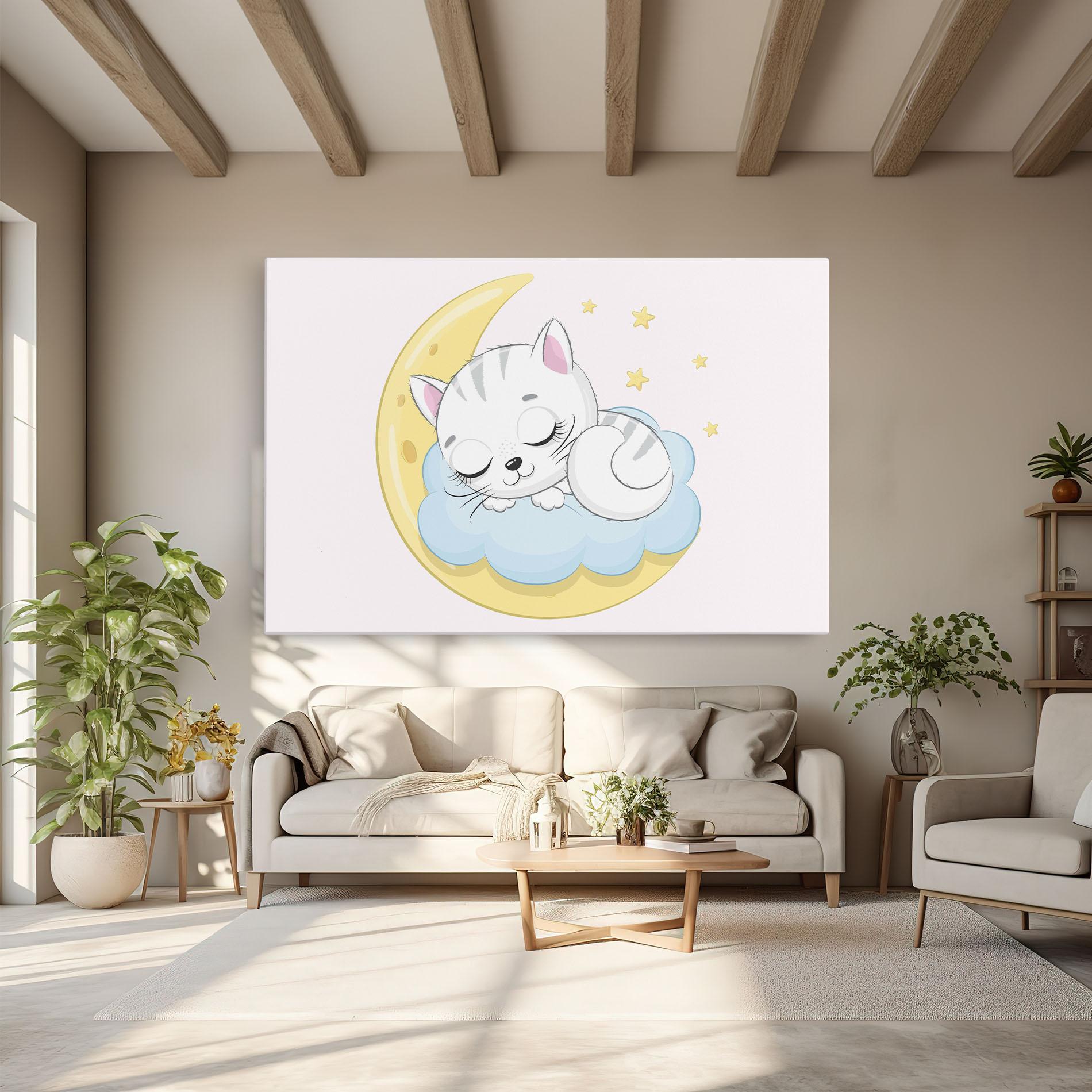 Leinwandbild Moon Cat Sleeping mockup 6