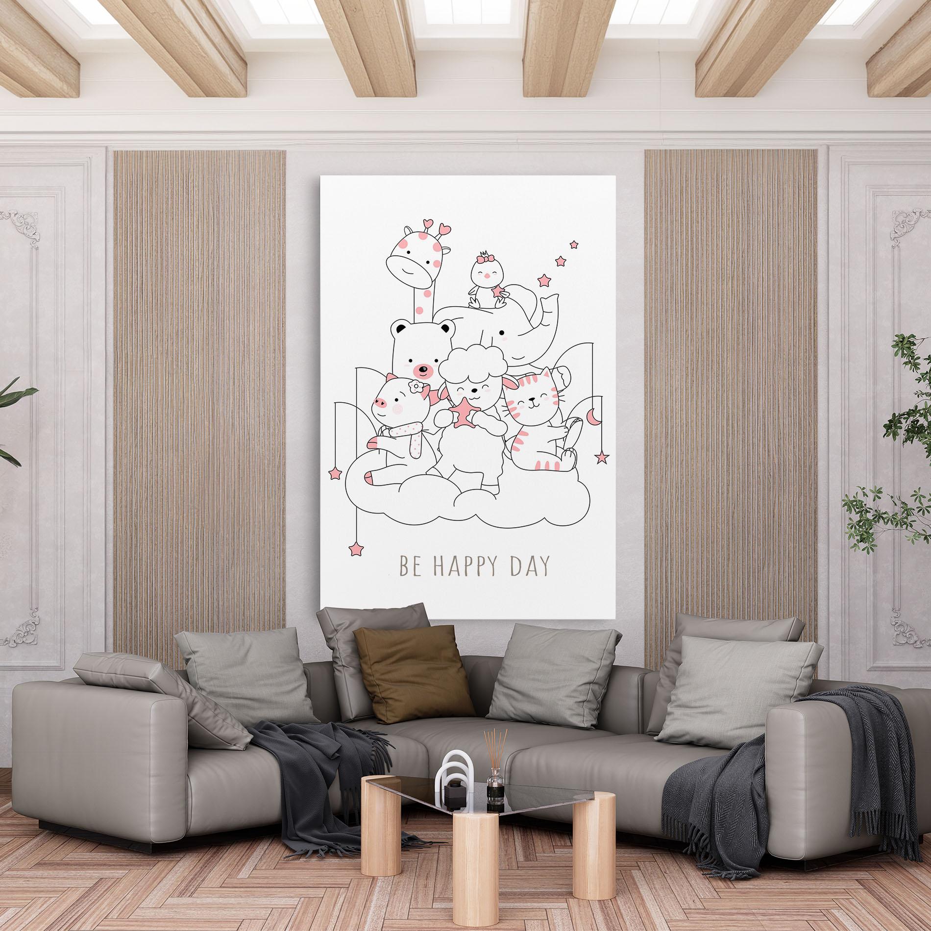 Leinwandbild Be Happy Day mockup 6