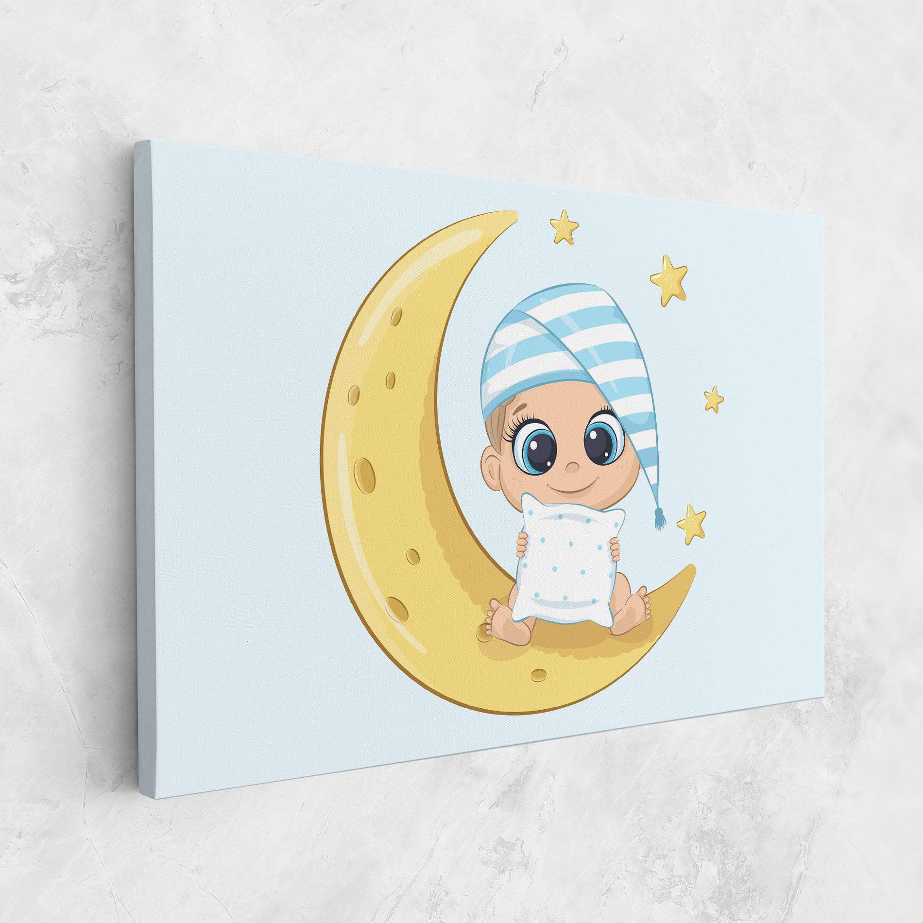 Leinwandbild Baby On Moon mockup 1