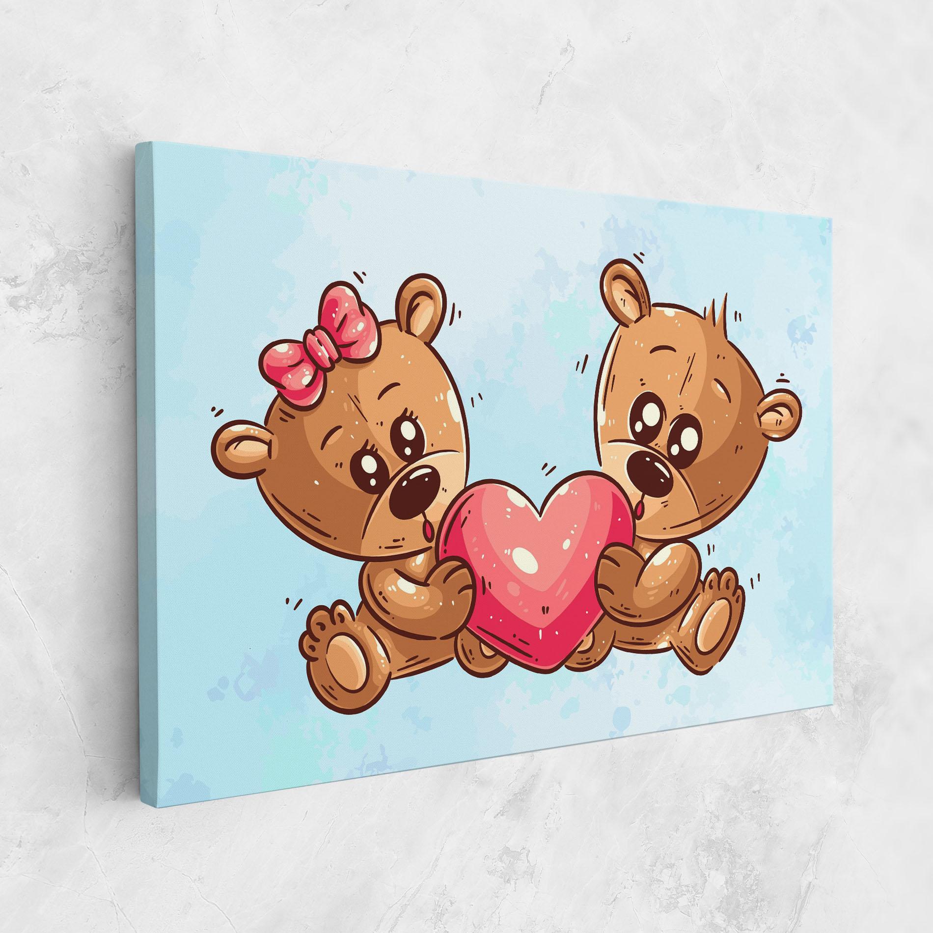 Leinwandbild Bear Holding Heart mockup 1