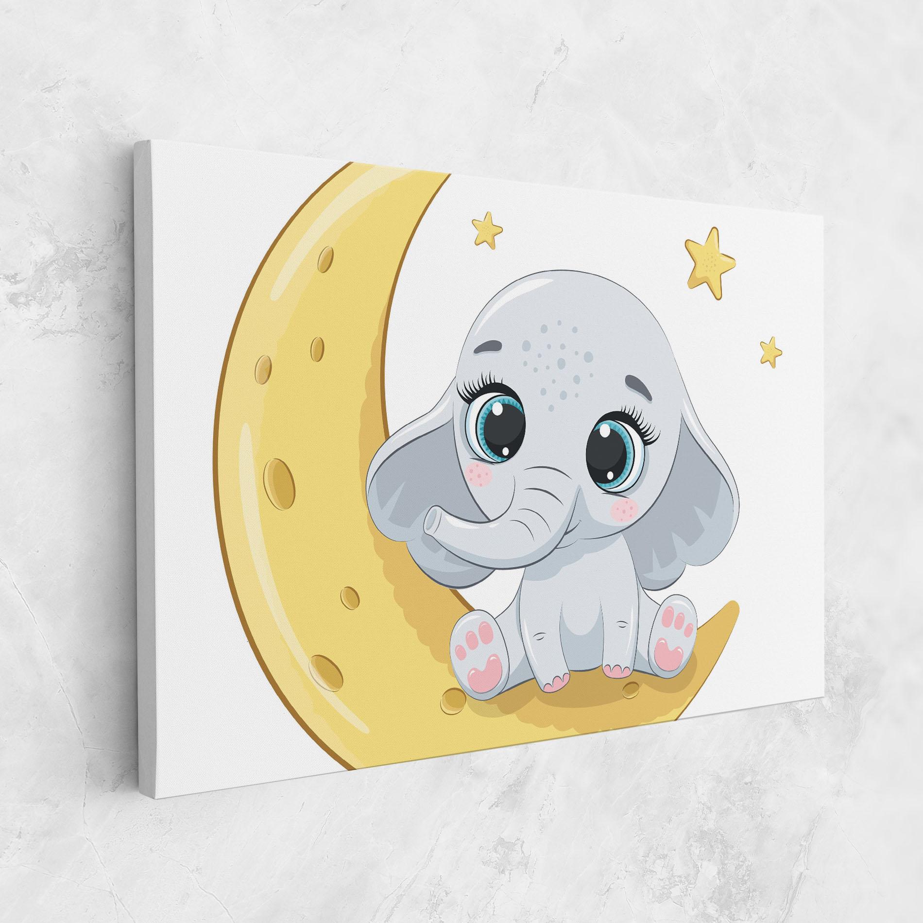Leinwandbild Cute Elephant Moon mockup 1