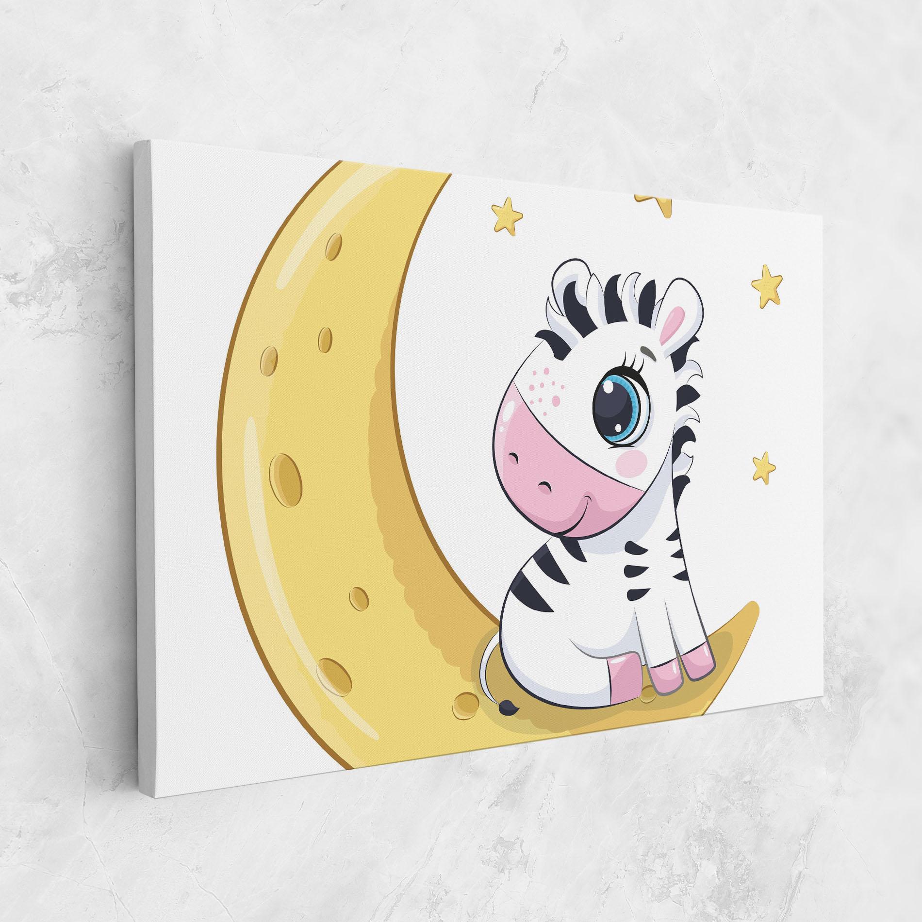 Leinwandbild Cute Zebra Moon mockup 1
