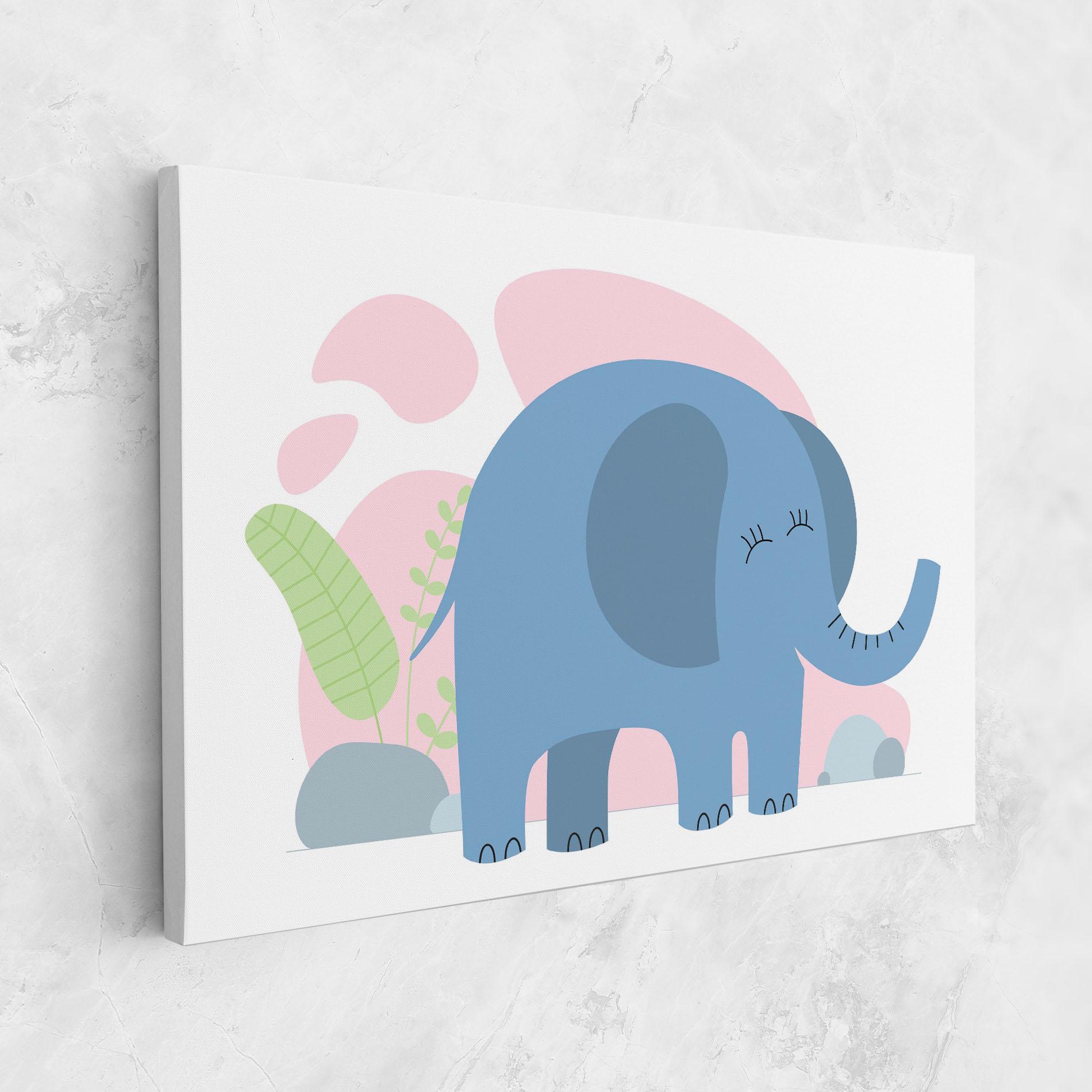 Leinwandbild Leaf Cute Elephant mockup 1