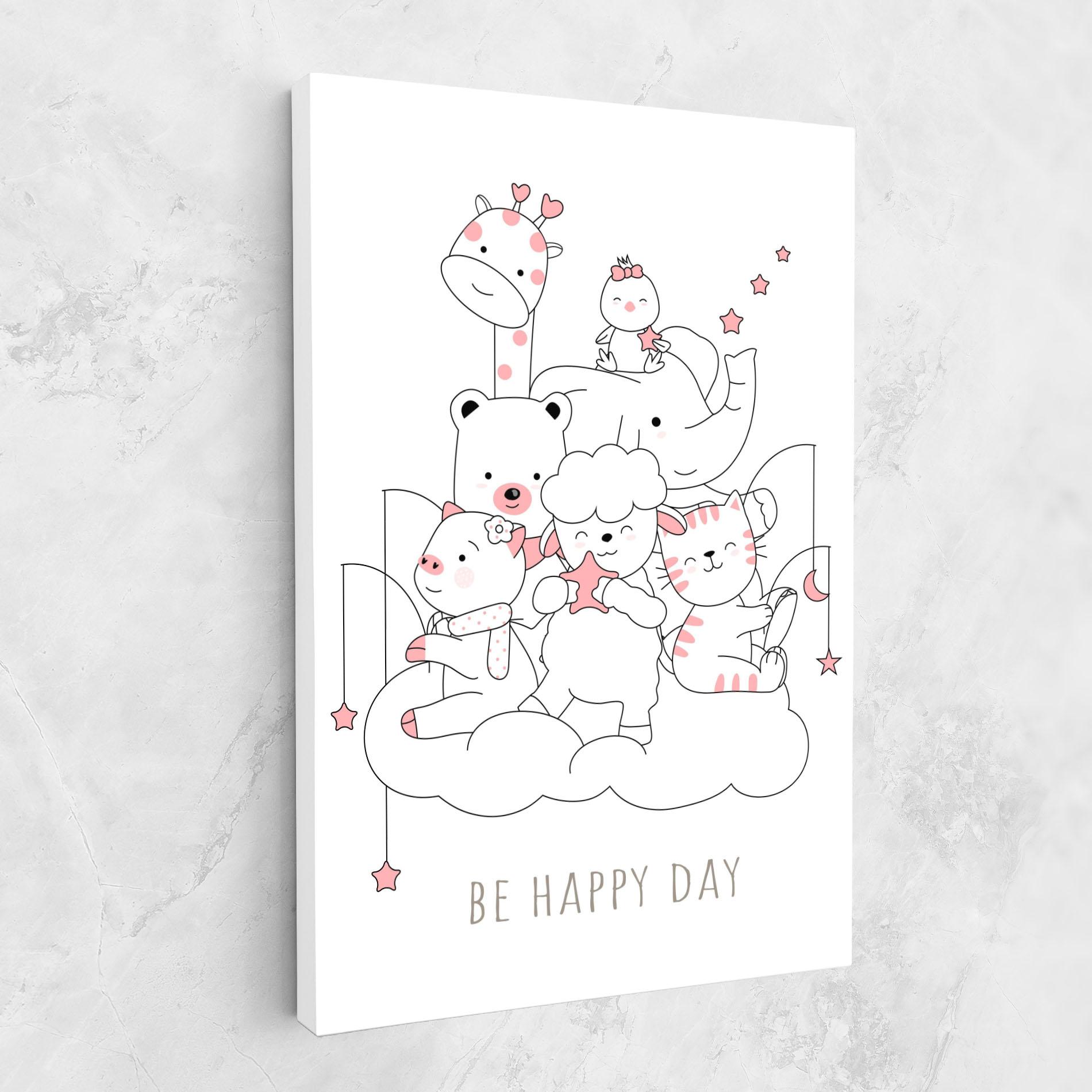 Leinwandbild Be Happy Day mockup 1