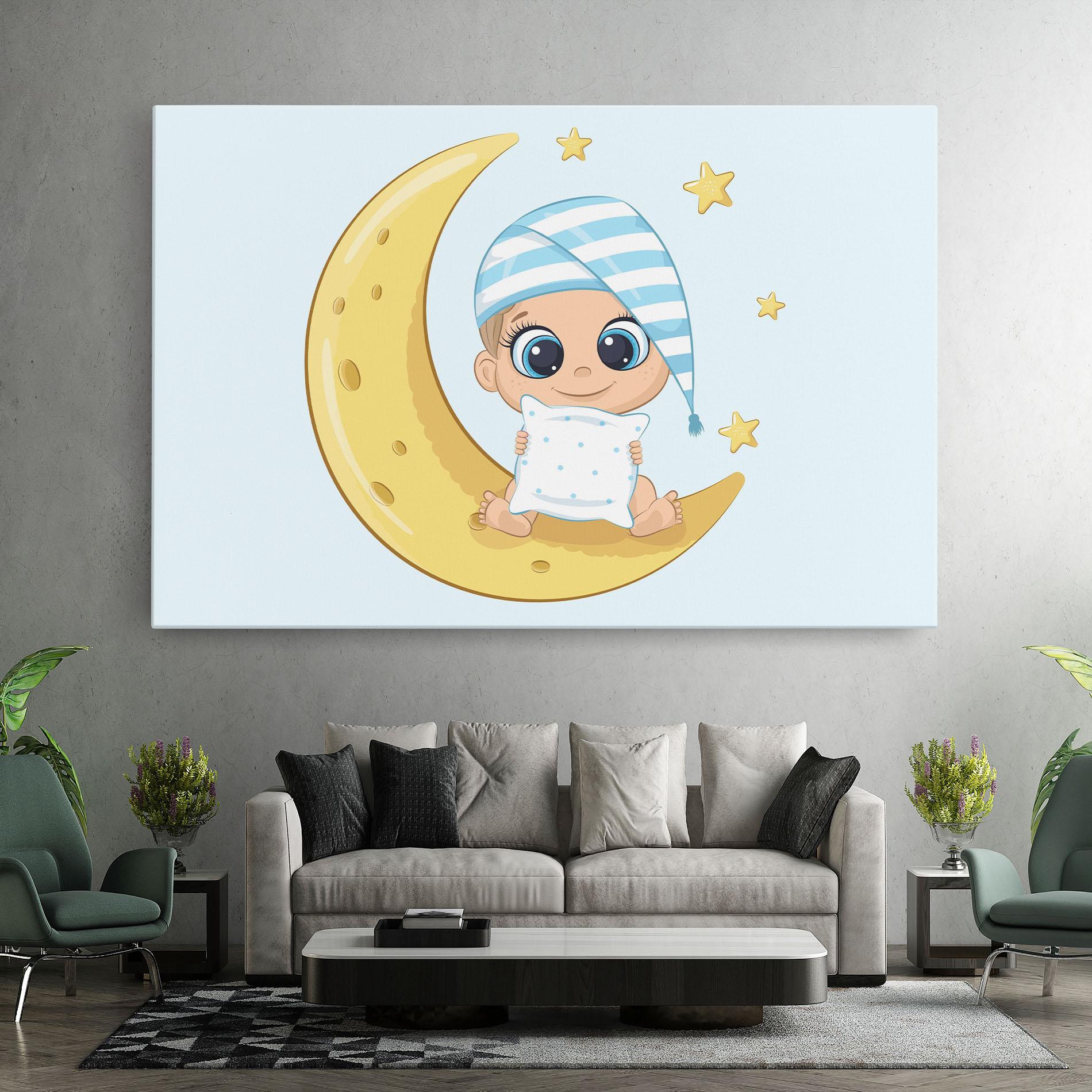 Leinwandbild Baby On Moon mockup 7