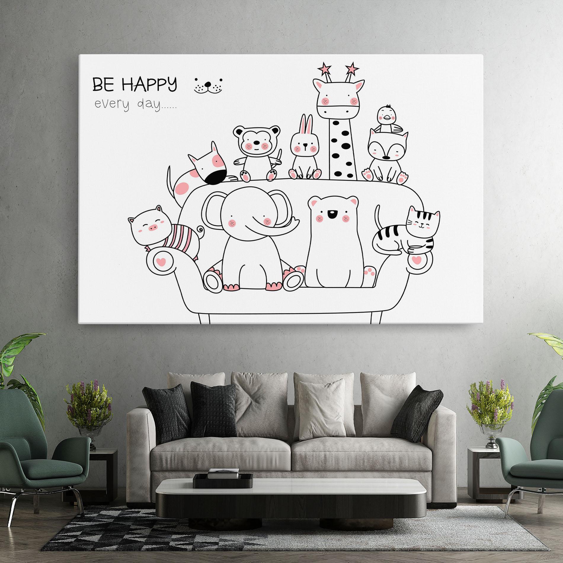 Leinwandbild Be Happy Animals mockup 7