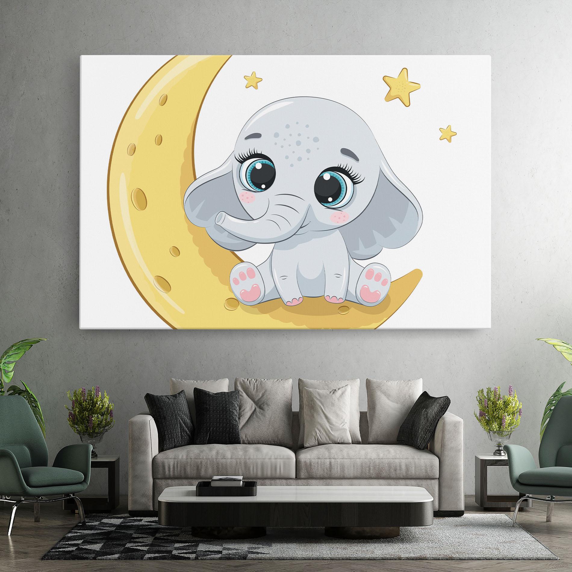Leinwandbild Cute Elephant Moon mockup 7