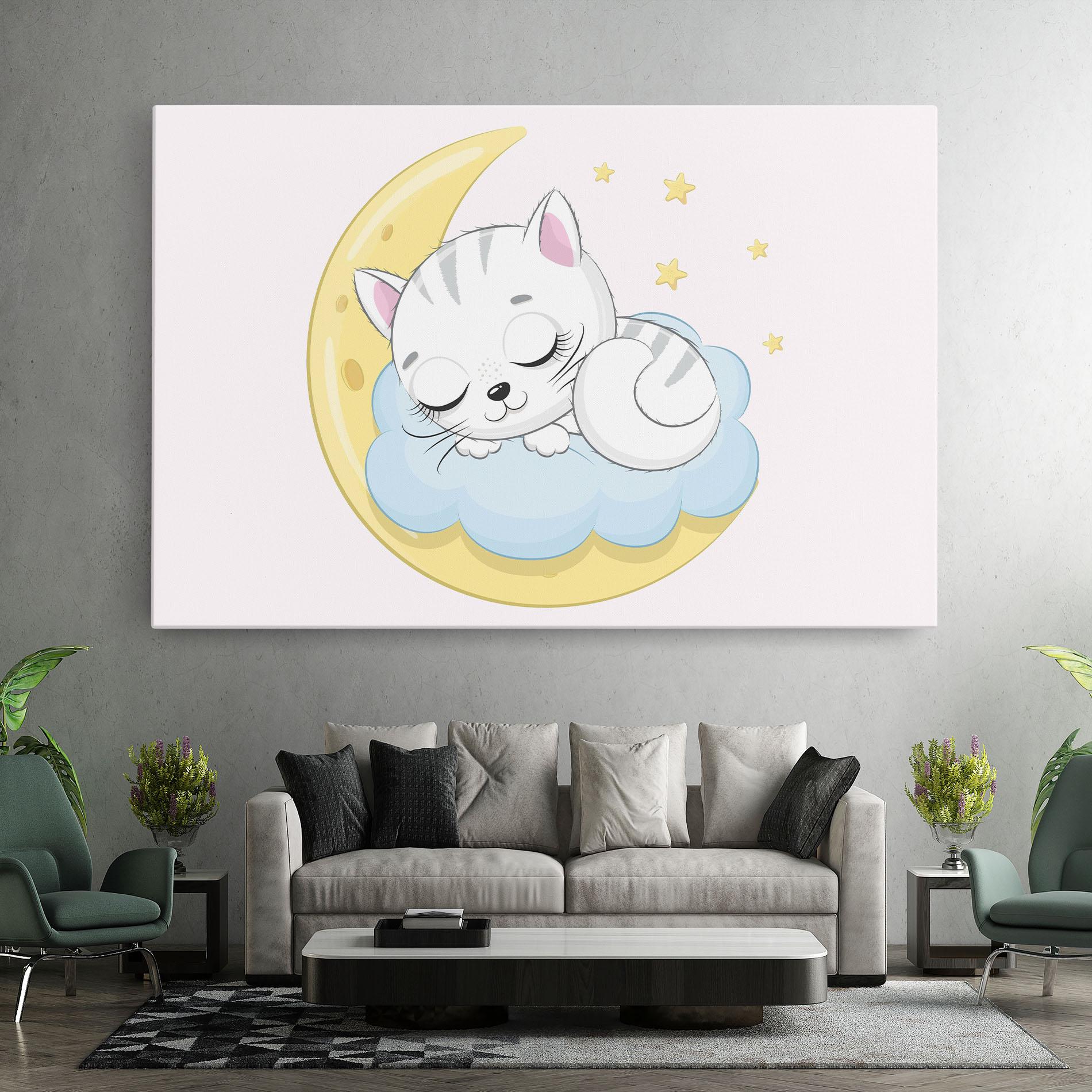 Leinwandbild Moon Cat Sleeping mockup 7