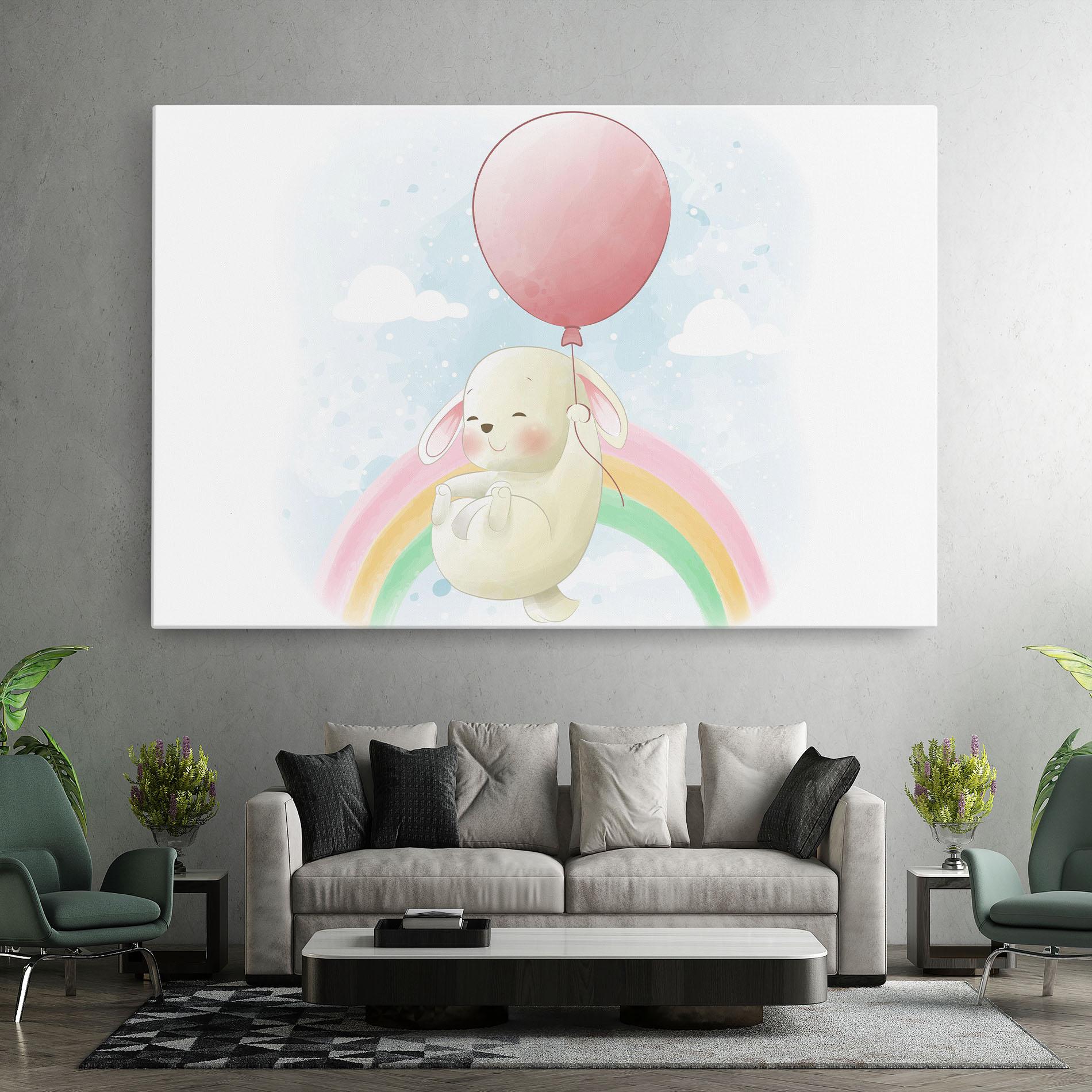 Leinwandbild Rainbow Bunny Art mockup 7