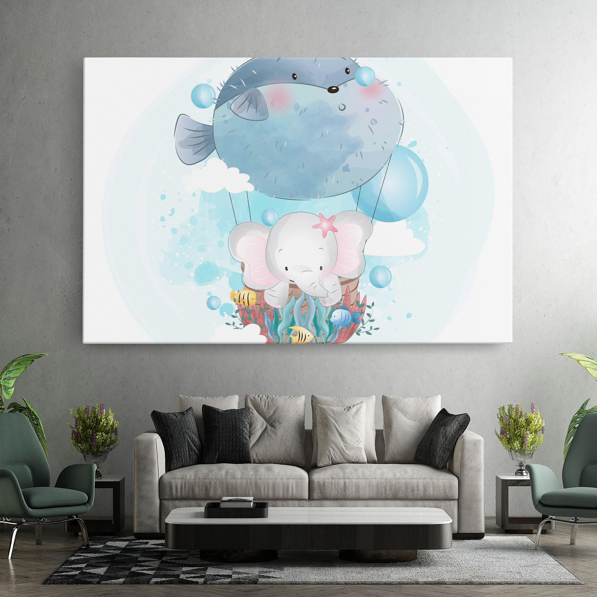 Leinwandbild Swiming Elephant mockup 7