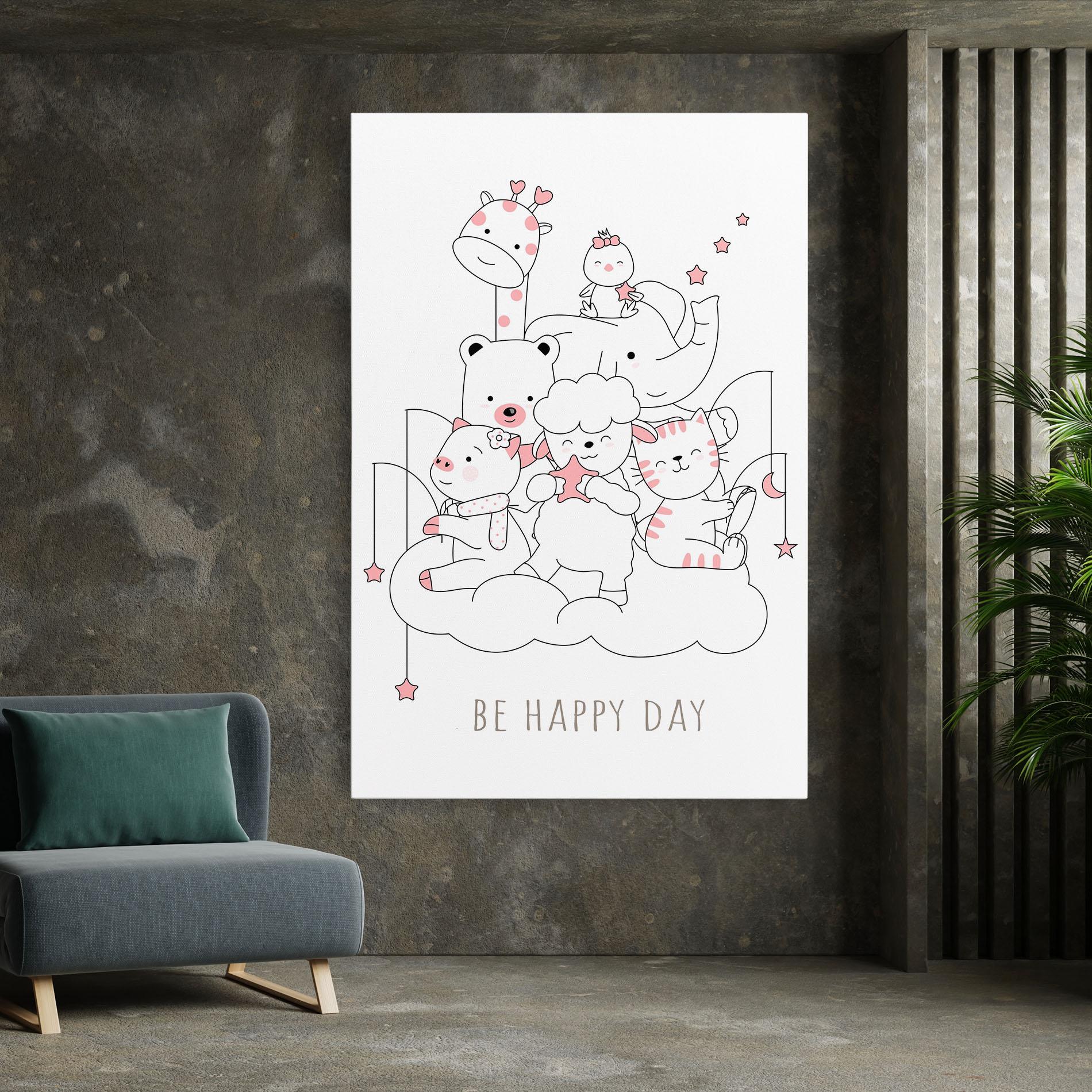 Leinwandbild Be Happy Day mockup 7