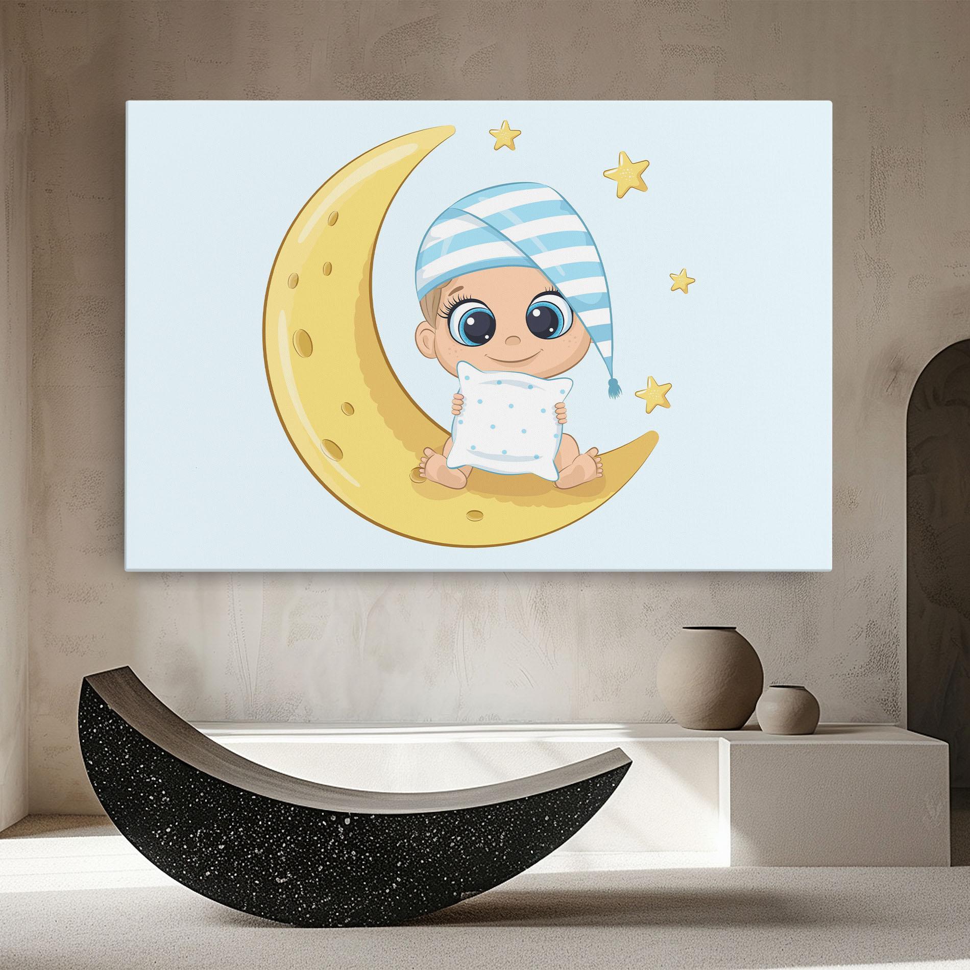 Leinwandbild Baby On Moon mockup 8