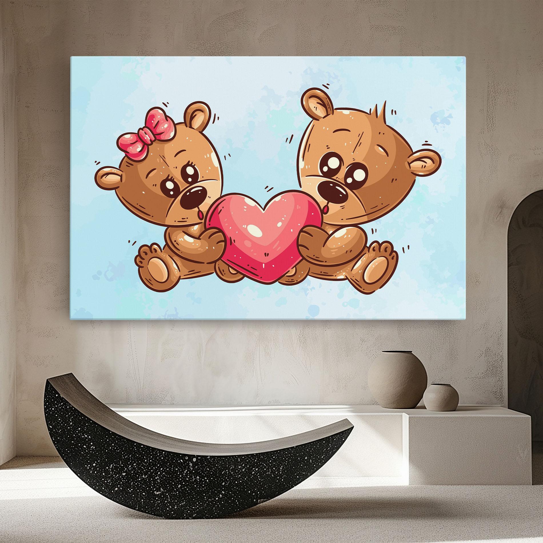 Leinwandbild Bear Holding Heart mockup 8