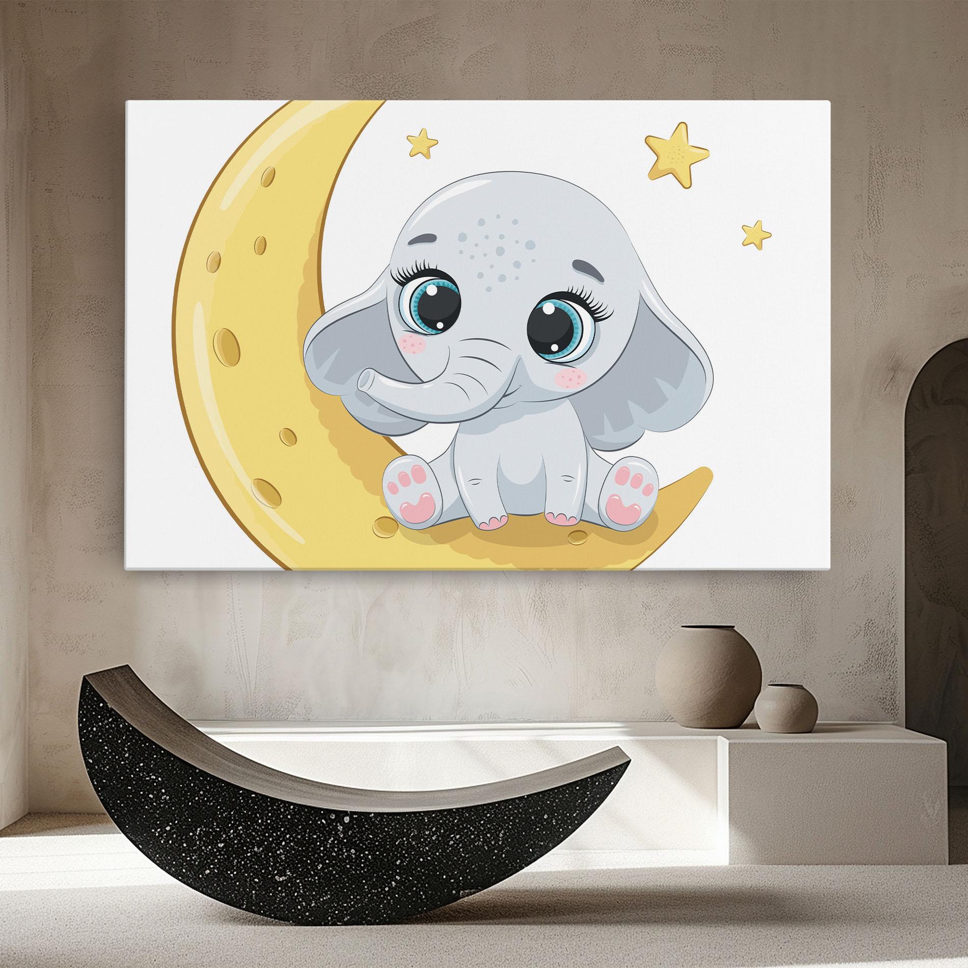 Leinwandbild Cute Elephant Moon mockup 8